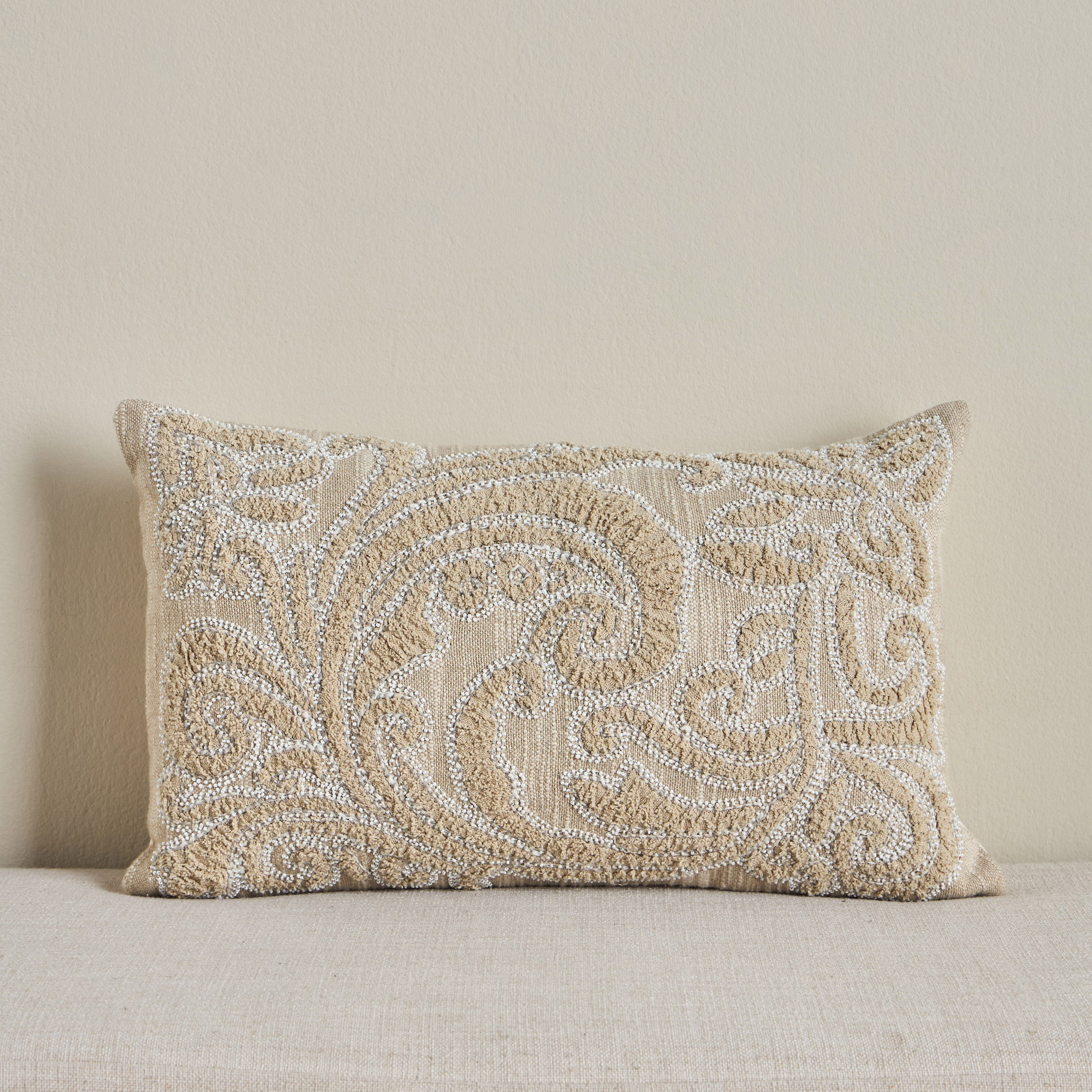 Paisley Chindi Embroidered Filled Cushion - 30x50 cm-household-cushionsandthrows-filledcushions-decorativecushions-image-1