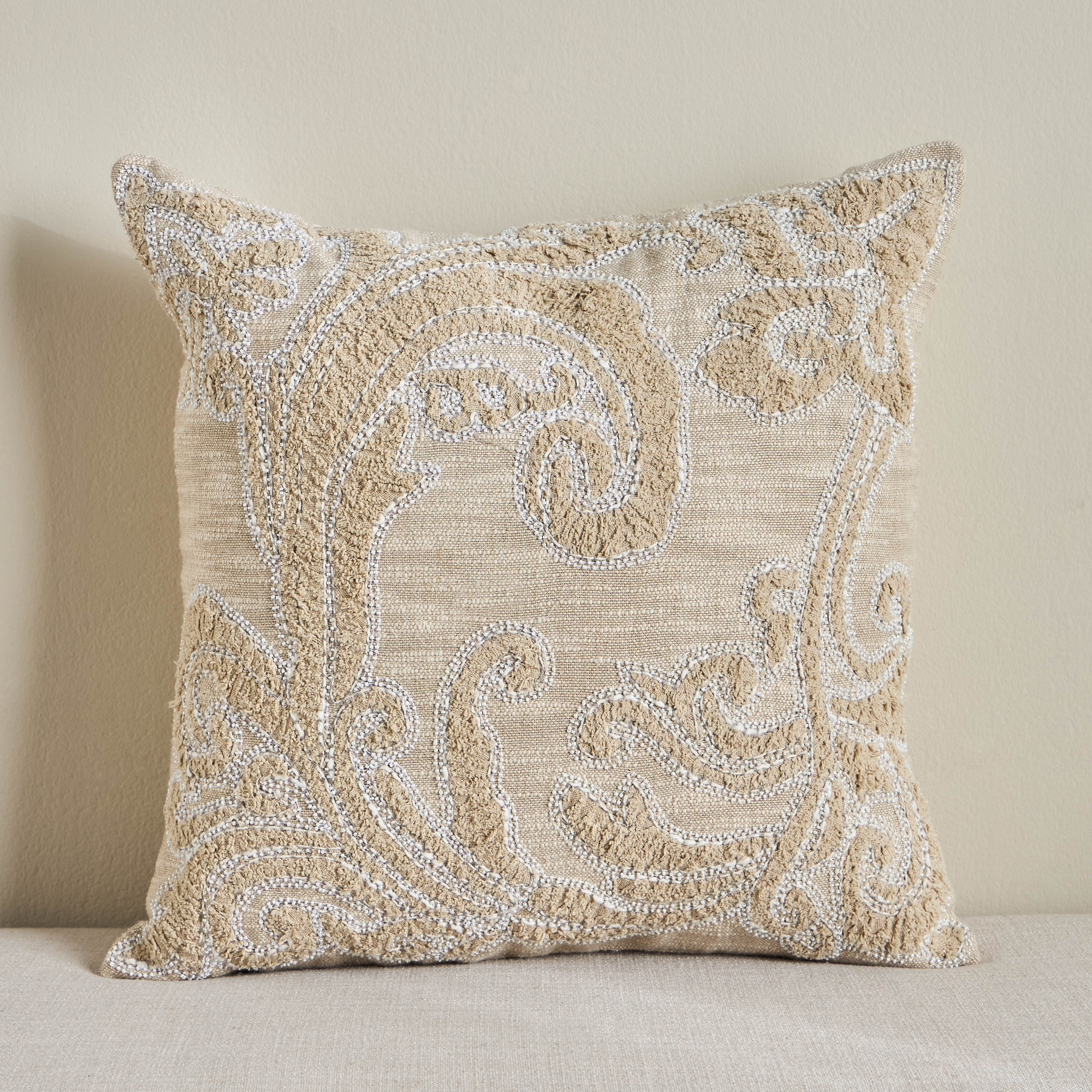 Paisley Chindi Embroidered Cushion Cover - 50x50 cm-household-cushionsandthrows-cushioncovers-image-1