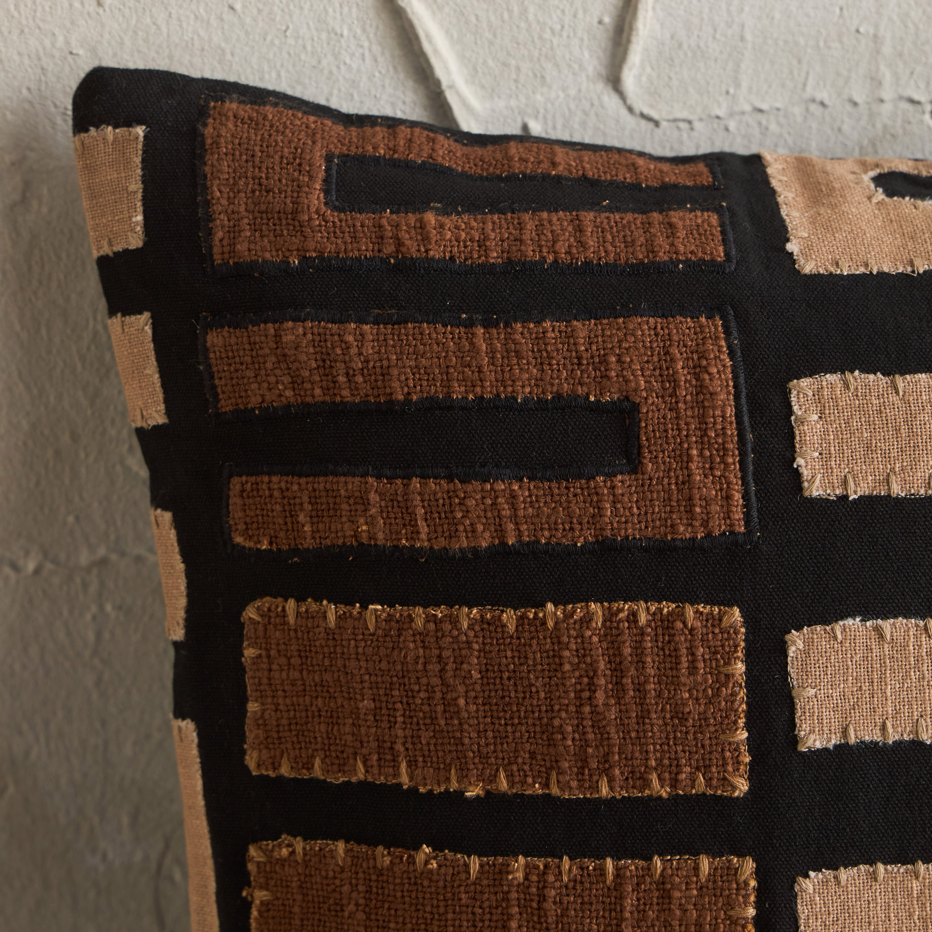Kuba Applique Geometric Embroidered Filled Cushion - 50x50 cm-household-cushionsandthrows-filledcushions-decorativecushions-image-2