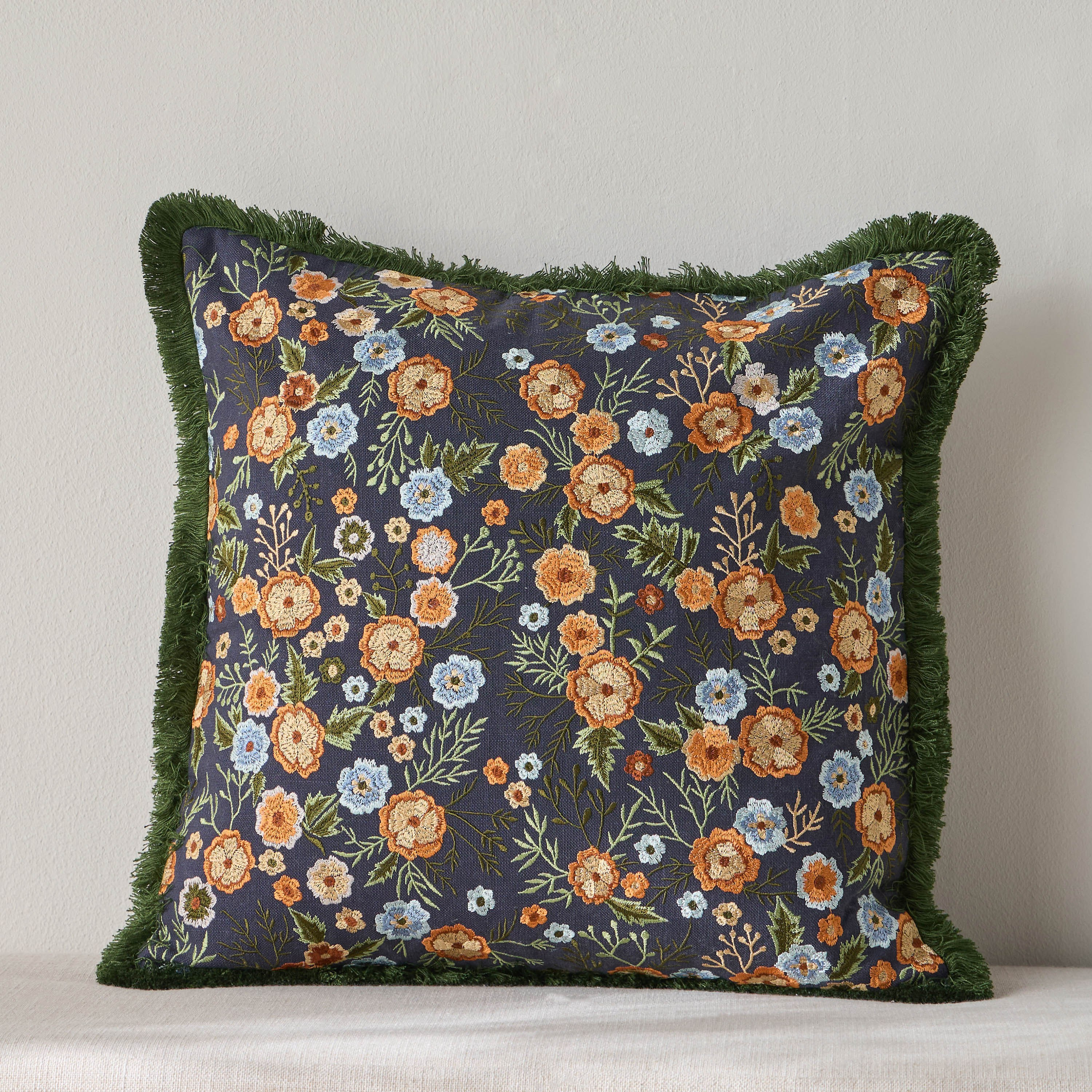 Majuli Floral Bed Embroidered Cushion Cover - 50x50 cm-household-cushionsandthrows-cushioncovers-image-1