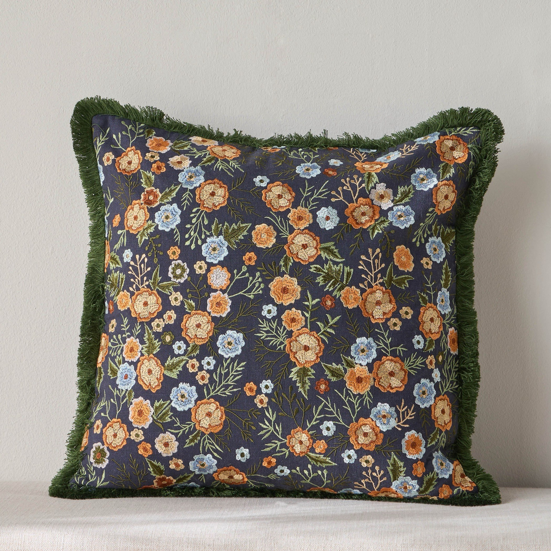 Majuli Floral Embroidered Filled Cushion - 50x50 cm-household-cushionsandthrows-filledcushions-decorativecushions-image-1