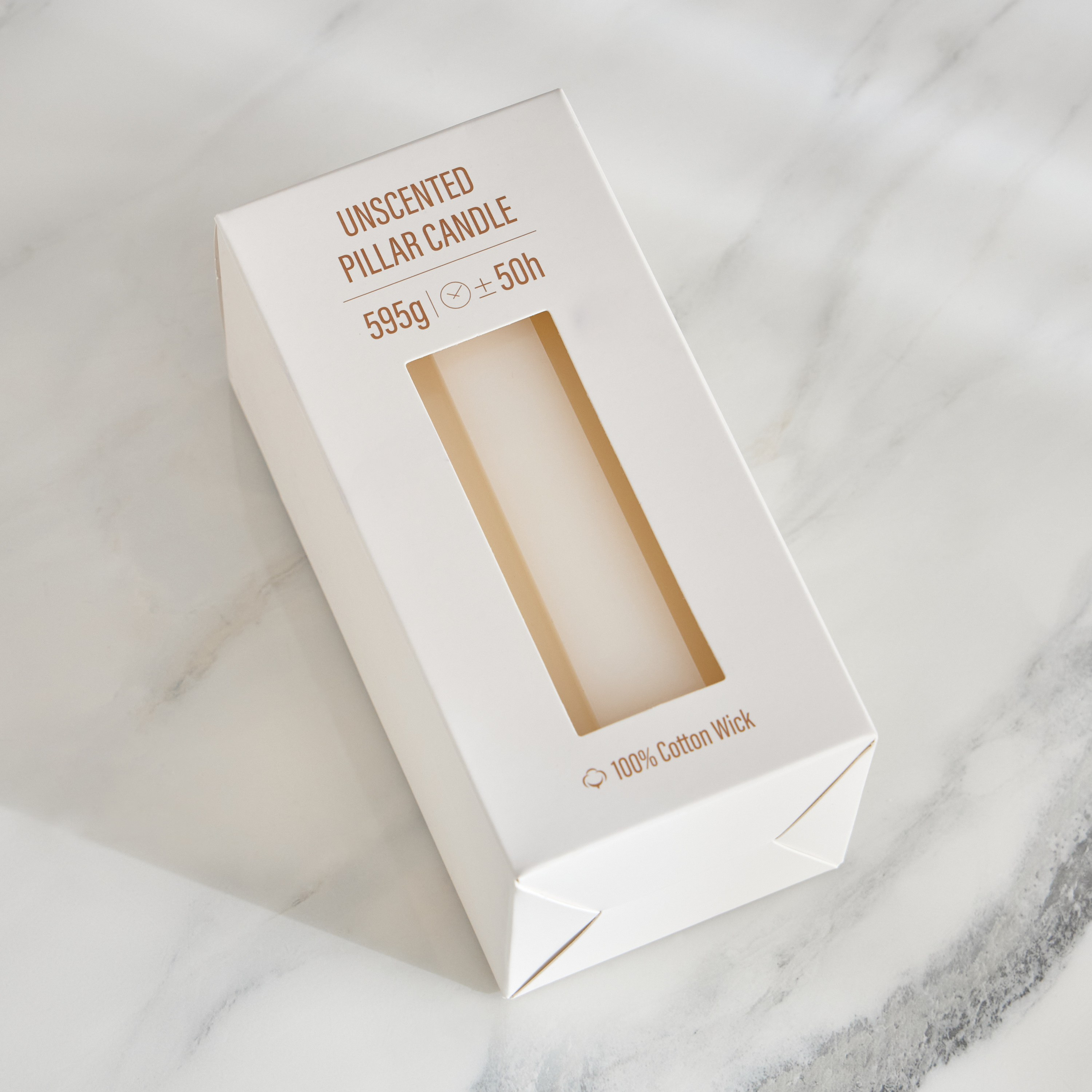 Geometric Unscented Pillar Candle - 50 h-household-homefragrance-candles-image-1