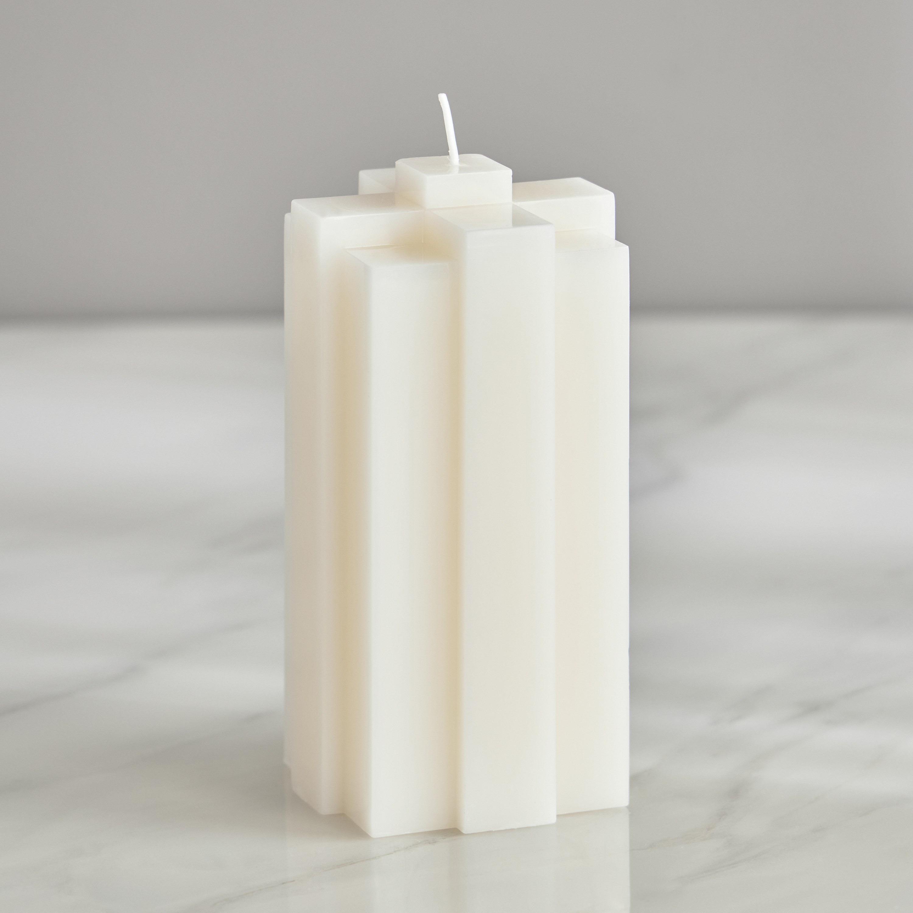 Geometric Unscented Pillar Candle - 50 h-household-homefragrance-candles-image-2