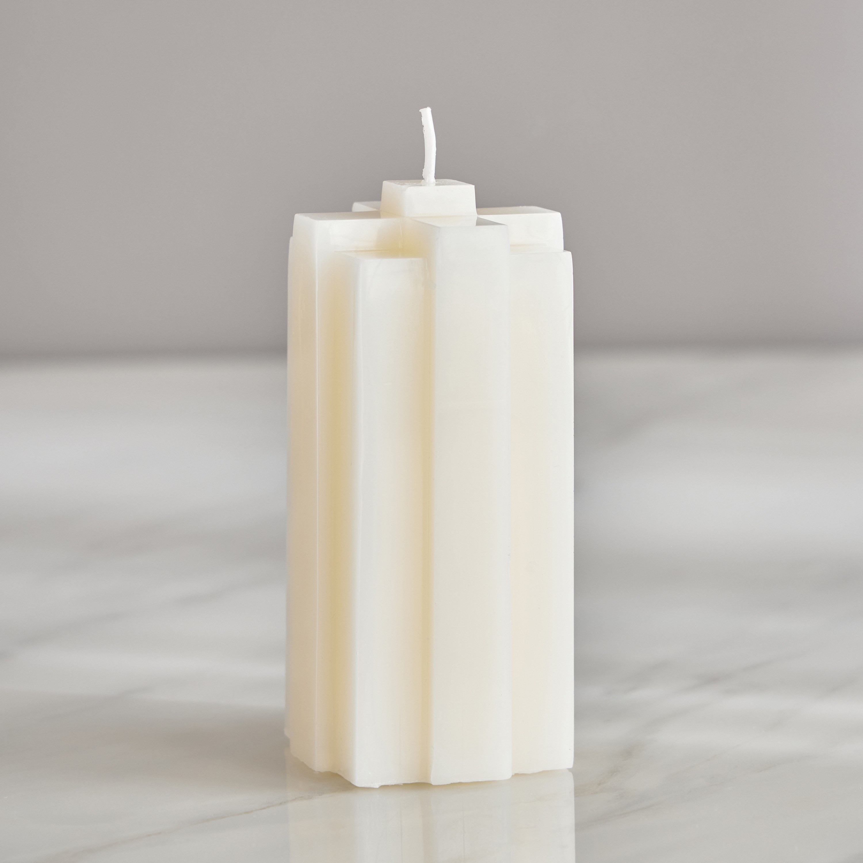 Geometric Unscented Pillar Candle - 35 h-household-homefragrance-candles-image-2