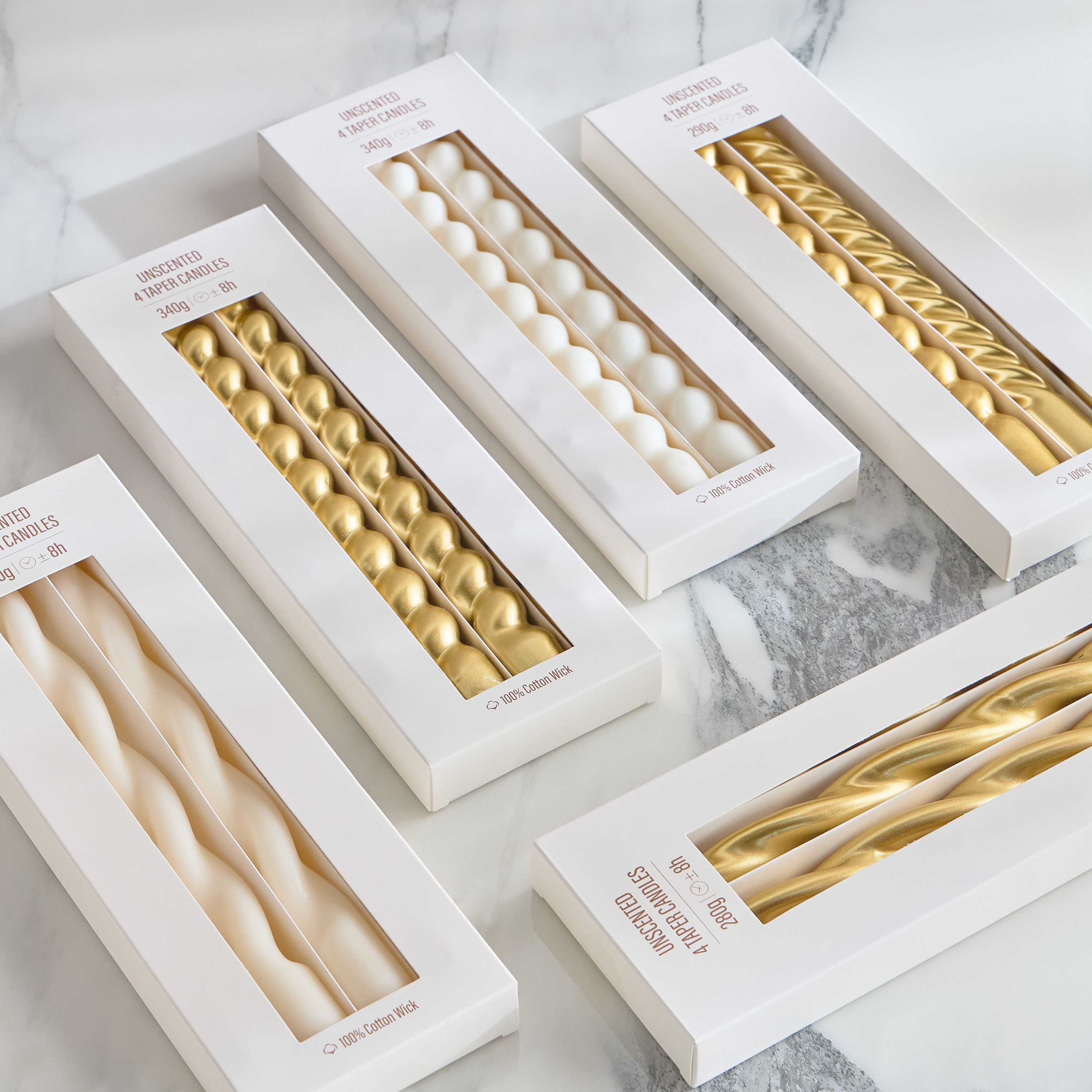 مجموعة شموع رفيعة بدون عطر 4 قطع بتصميم عريض-household-homefragrance-candles-image-4