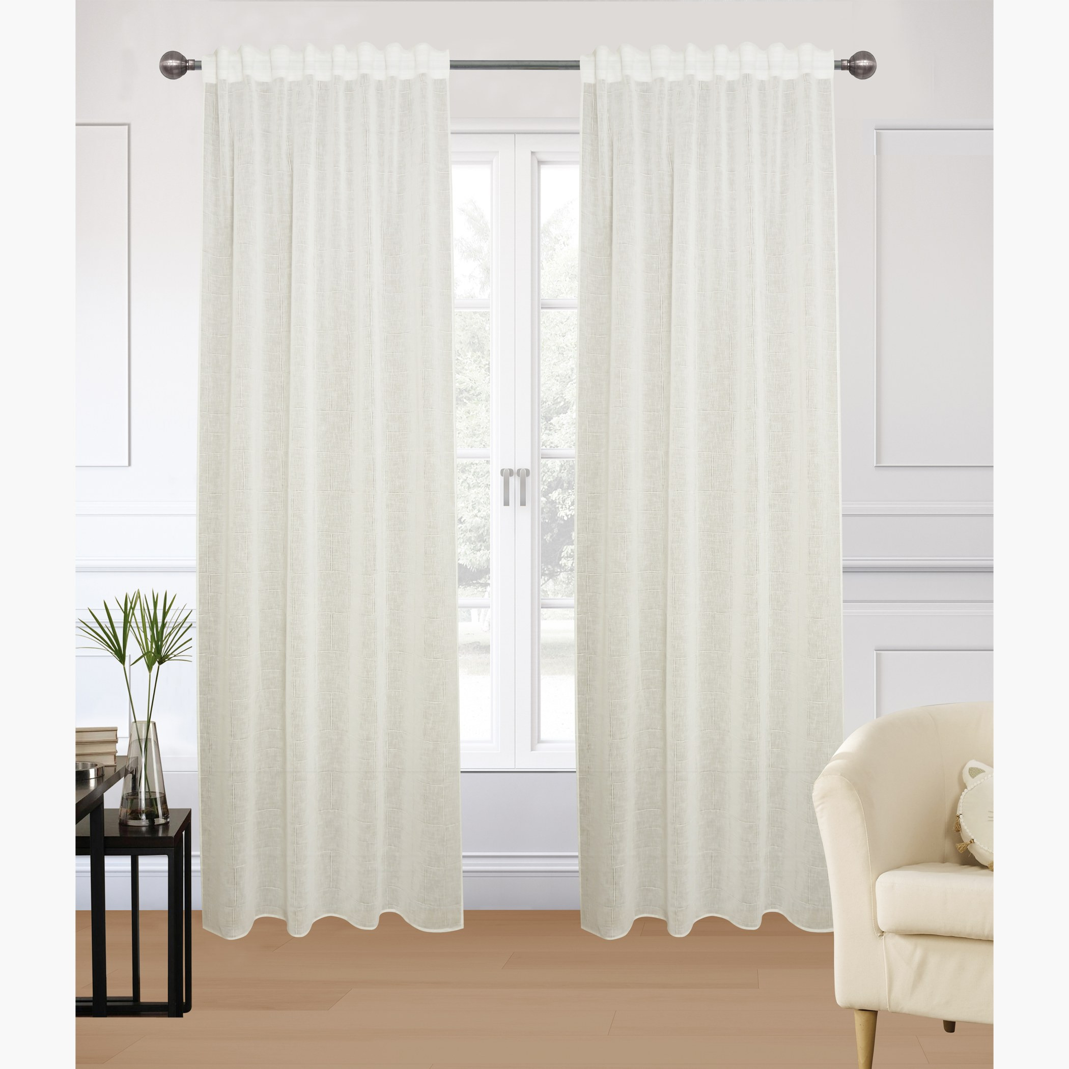 طقم ستائر شفافة قطعتين - لينوكس - 135x280 سم-household-windows-curtains-image-1
