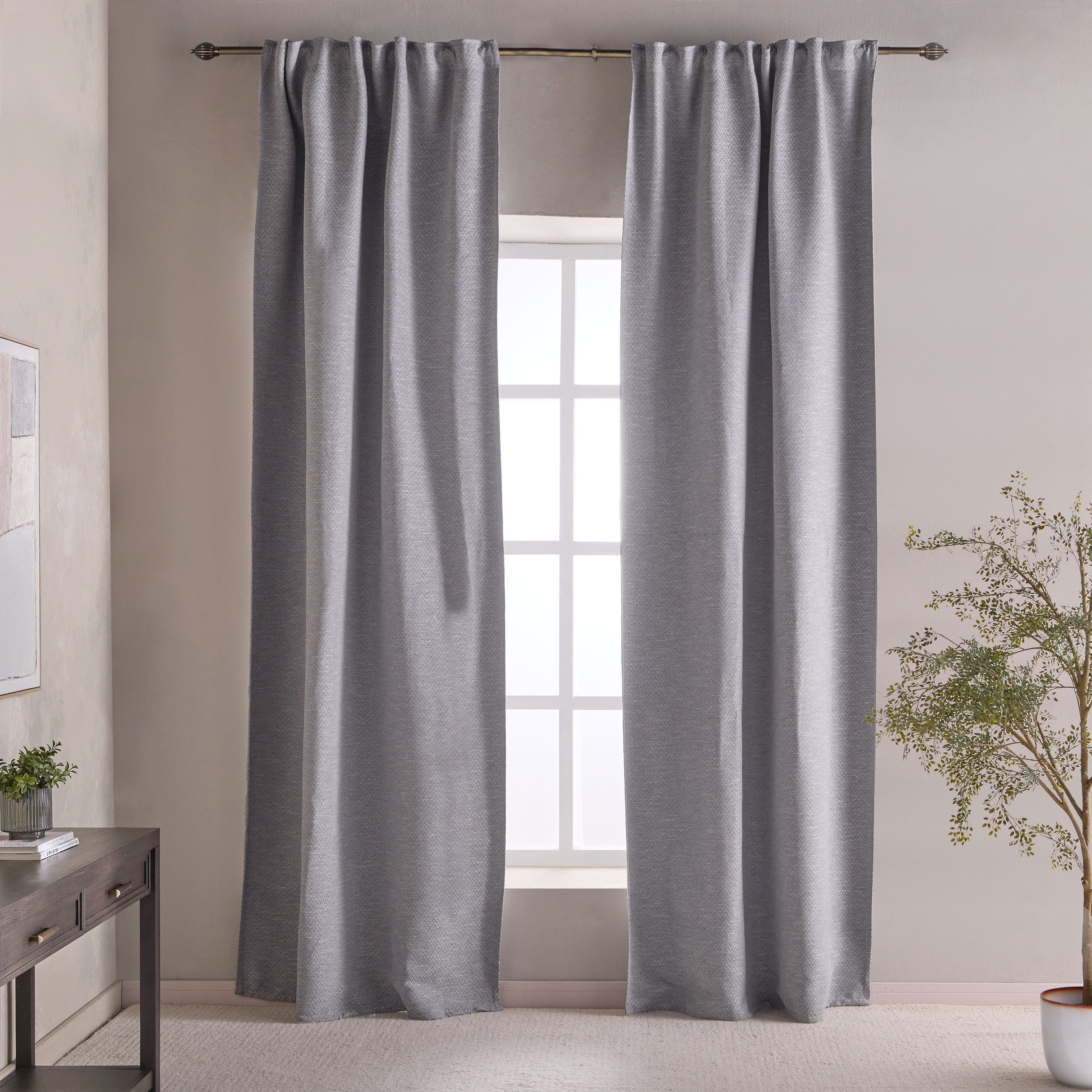 طقم ستائر قطعتين - كاسندرا - 135x320 سم-household-windows-curtains-image-1