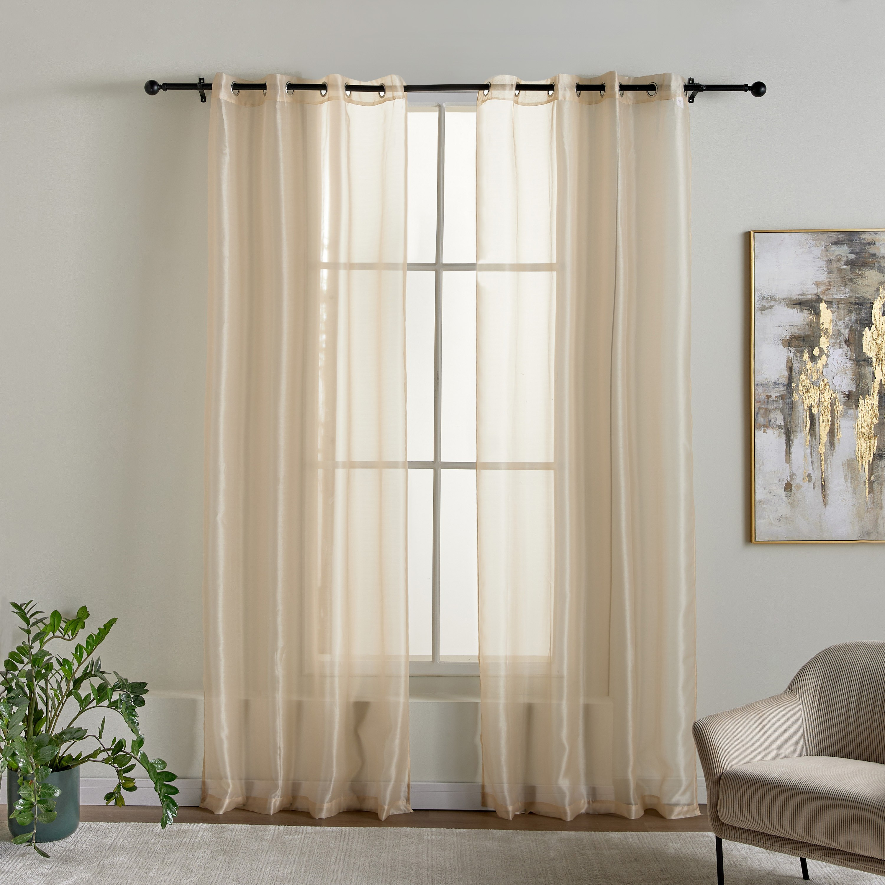 طقم ستائر شفافة قطعتين - ديفون - 135x280 سم-household-windows-curtains-image-1