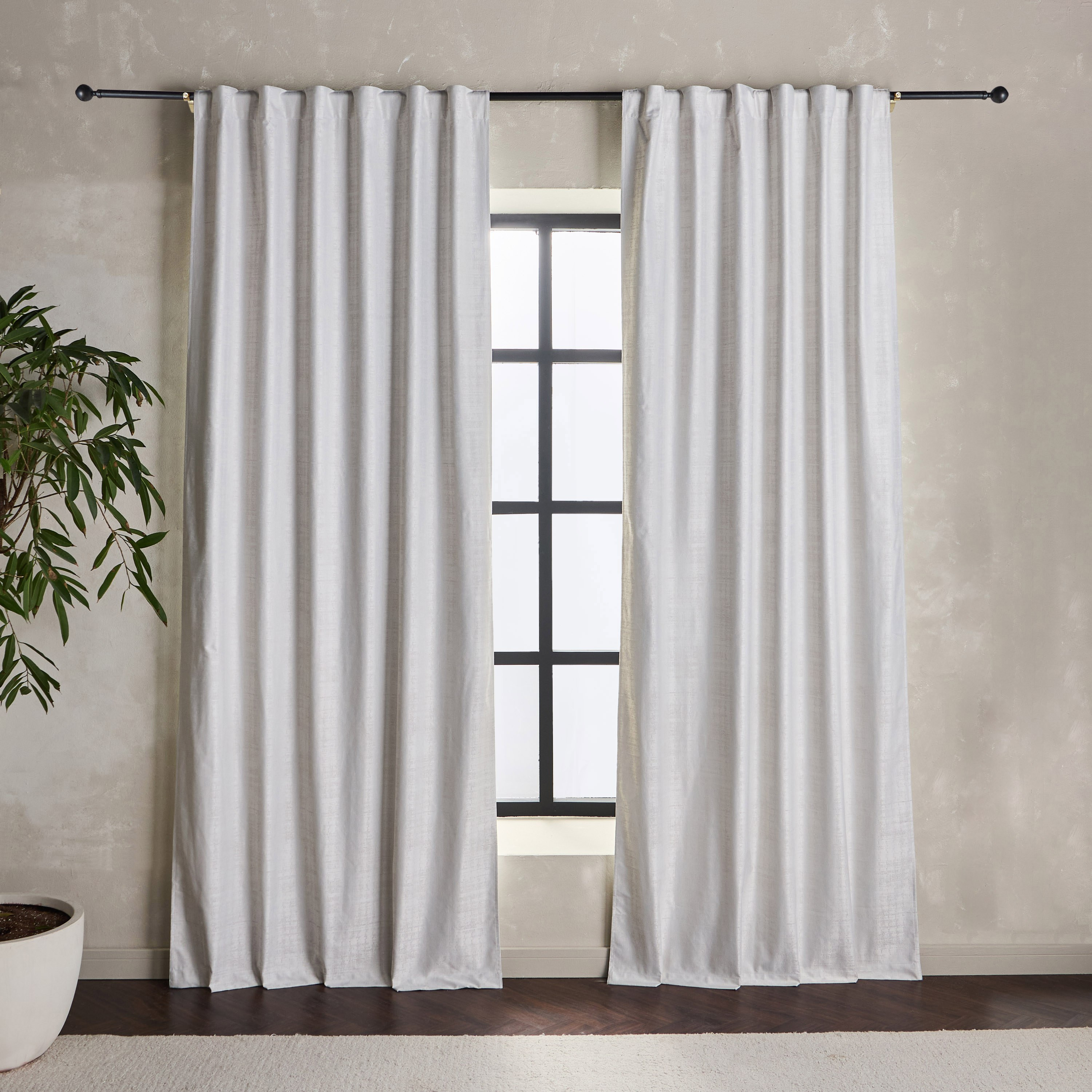 طقم ستائر تعتيم من قطعتين - أرليت - 135x300 سم-household-windows-curtains-image-1