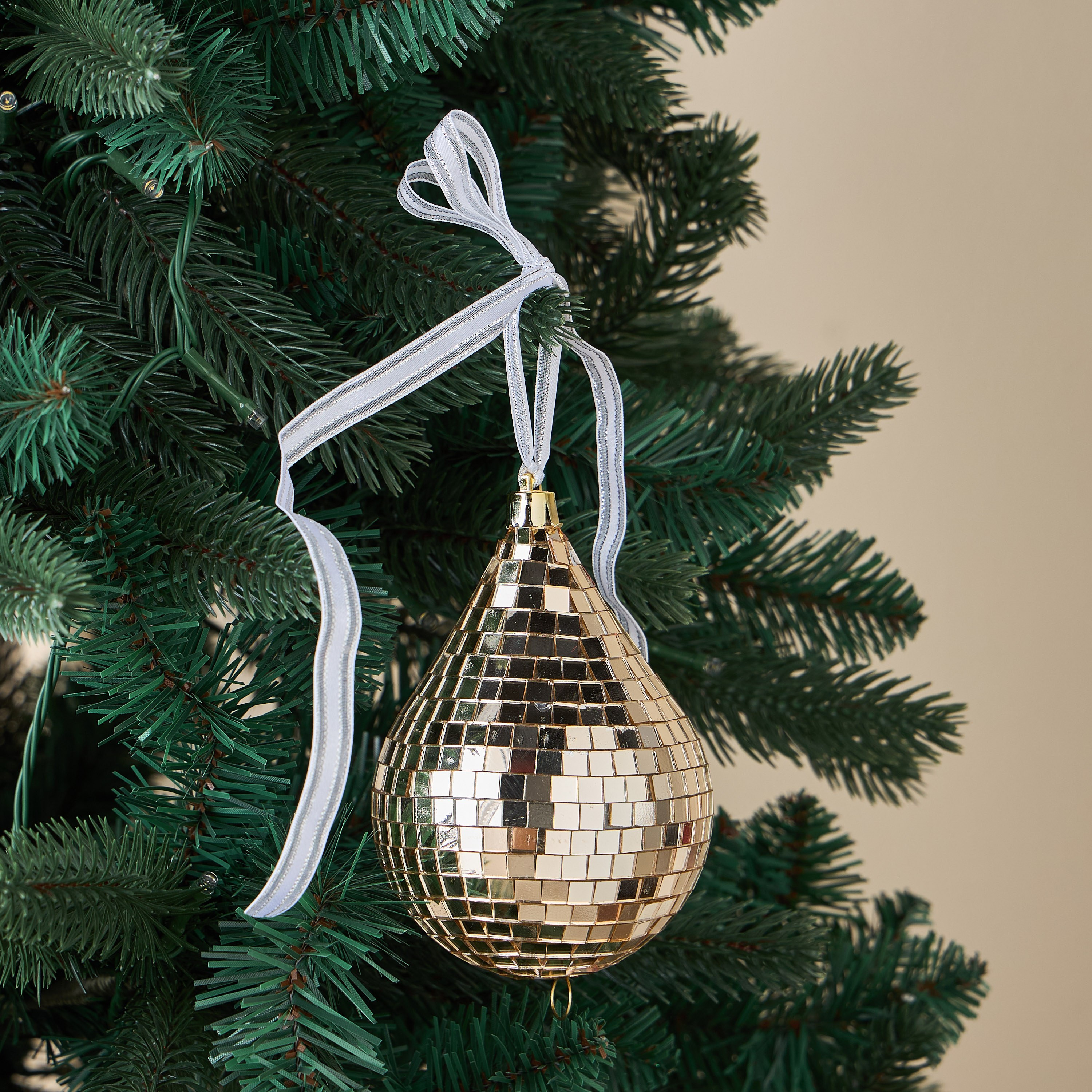 Mirrored Teardrop Hanging Ornament - 9x9 cm