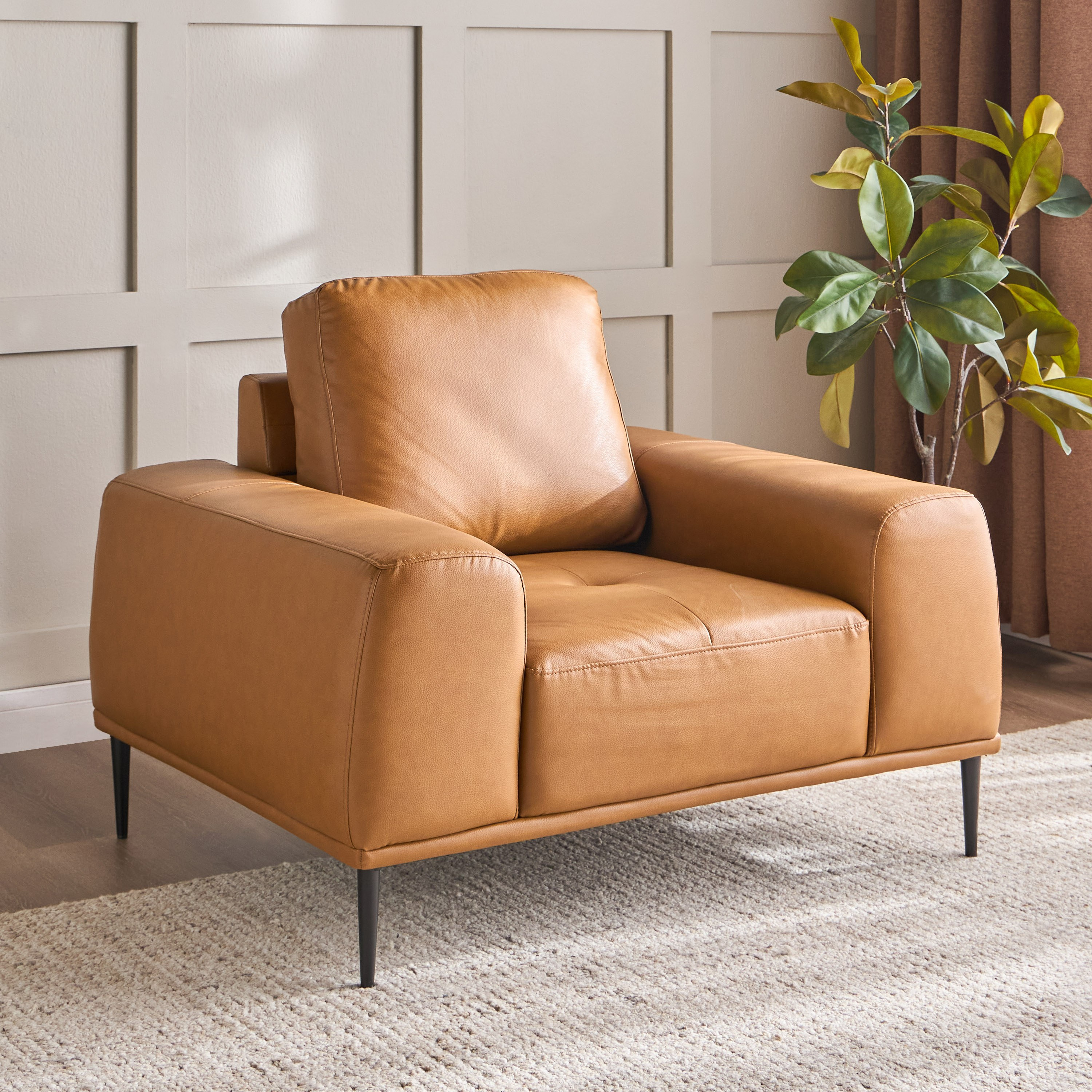 كرسي جلد صناعي بمساند ذراعين - إيدين-furniture-sofaandseating-armchairs-image-1