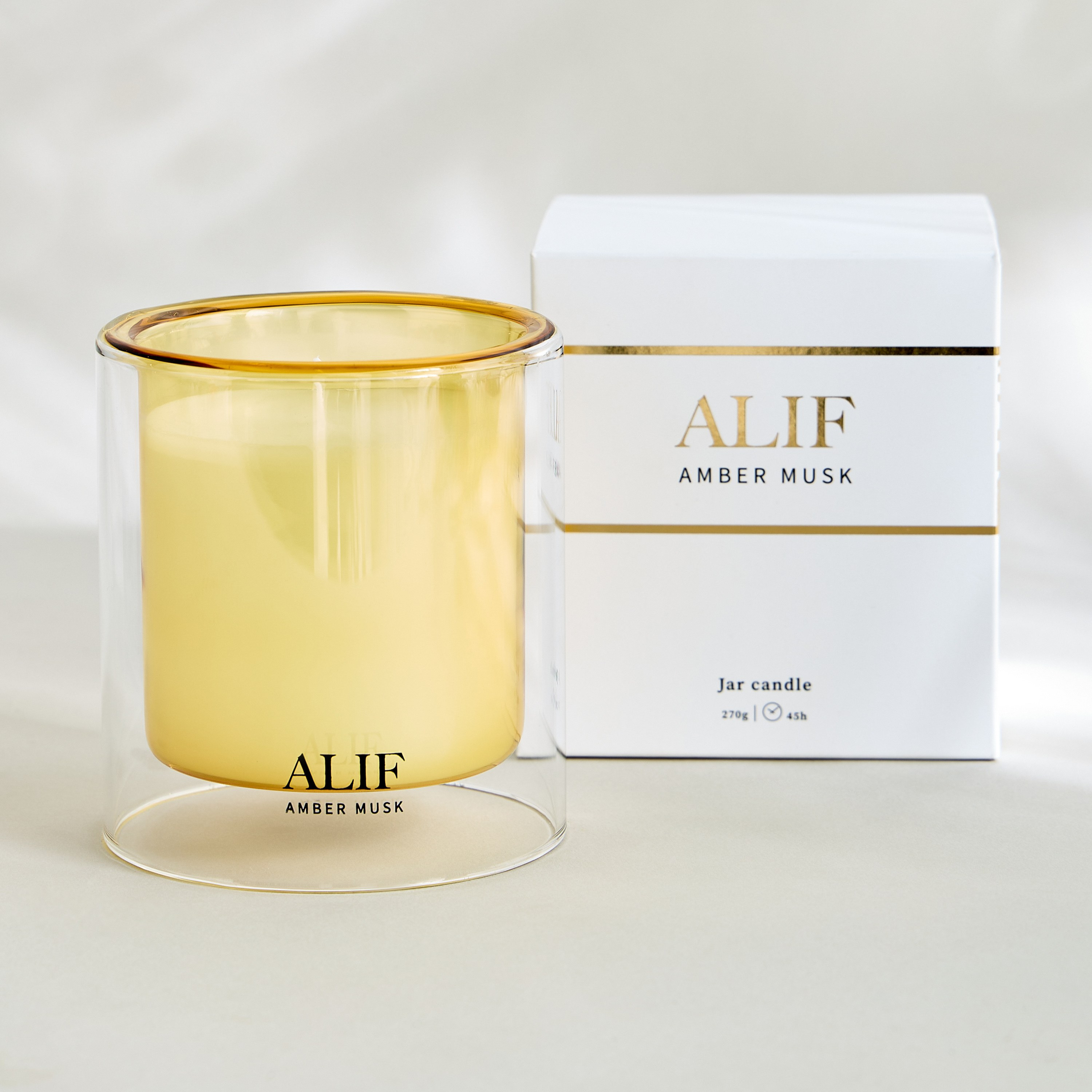Alif Amber Musk Scented Jar Candle - 45 h-household-homefragrance-candles-image-2