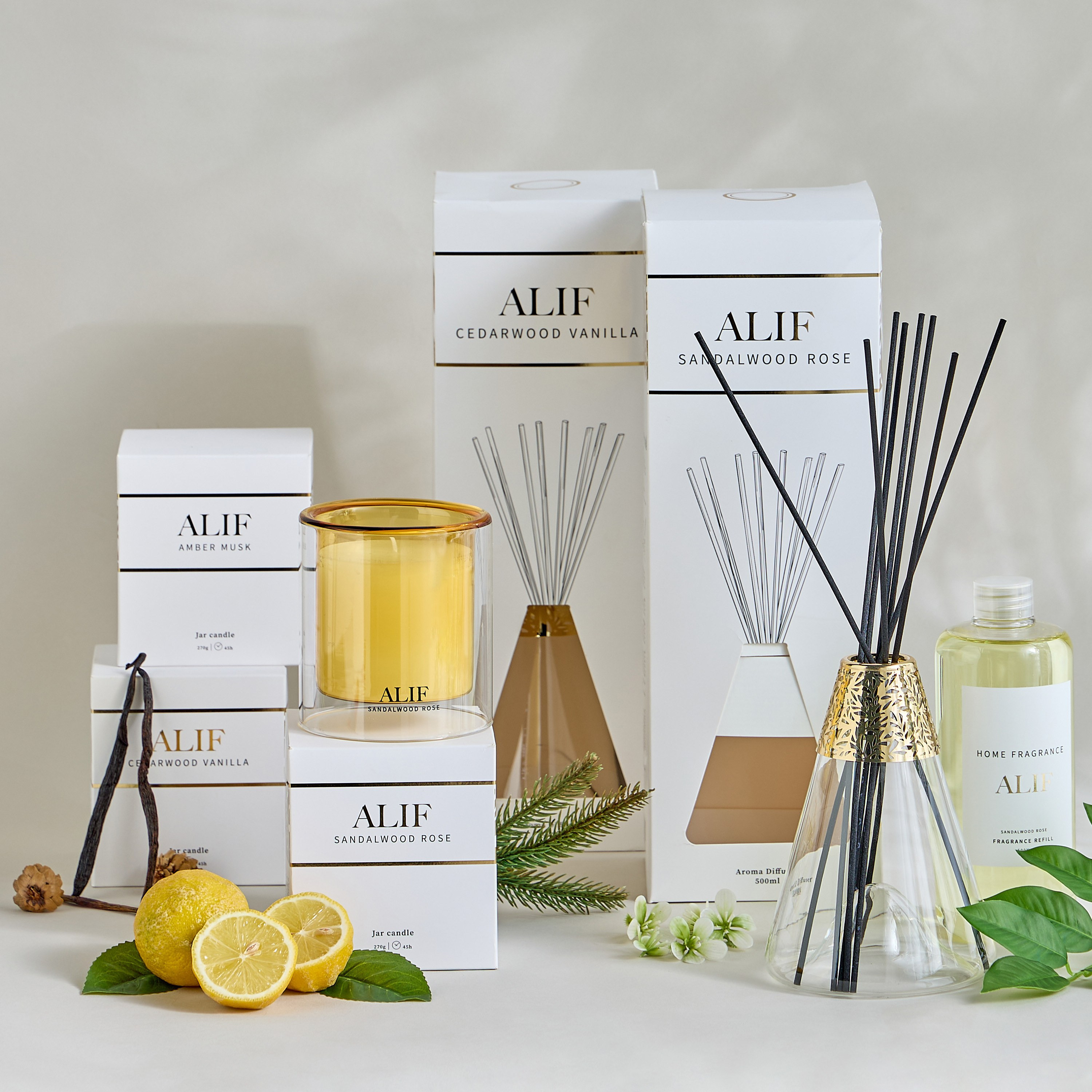 Alif Sandalwood Rose Scented Jar Candle - 45 h-household-homefragrance-candles-image-4