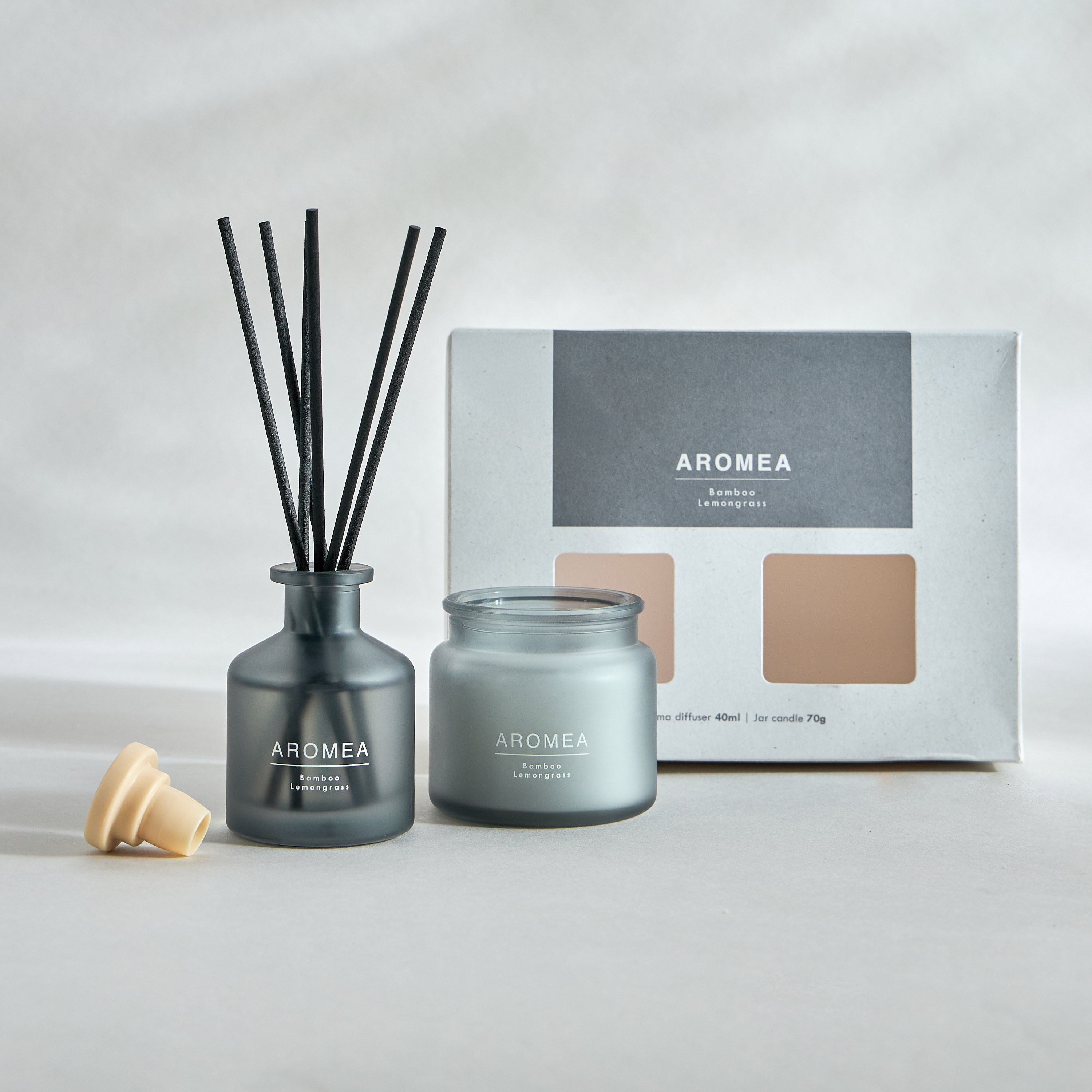 Aromea Bamboo Lemongrass Reed Diffuser and Candle Gift Set-household-homefragrance-fragrancegiftset-image-2