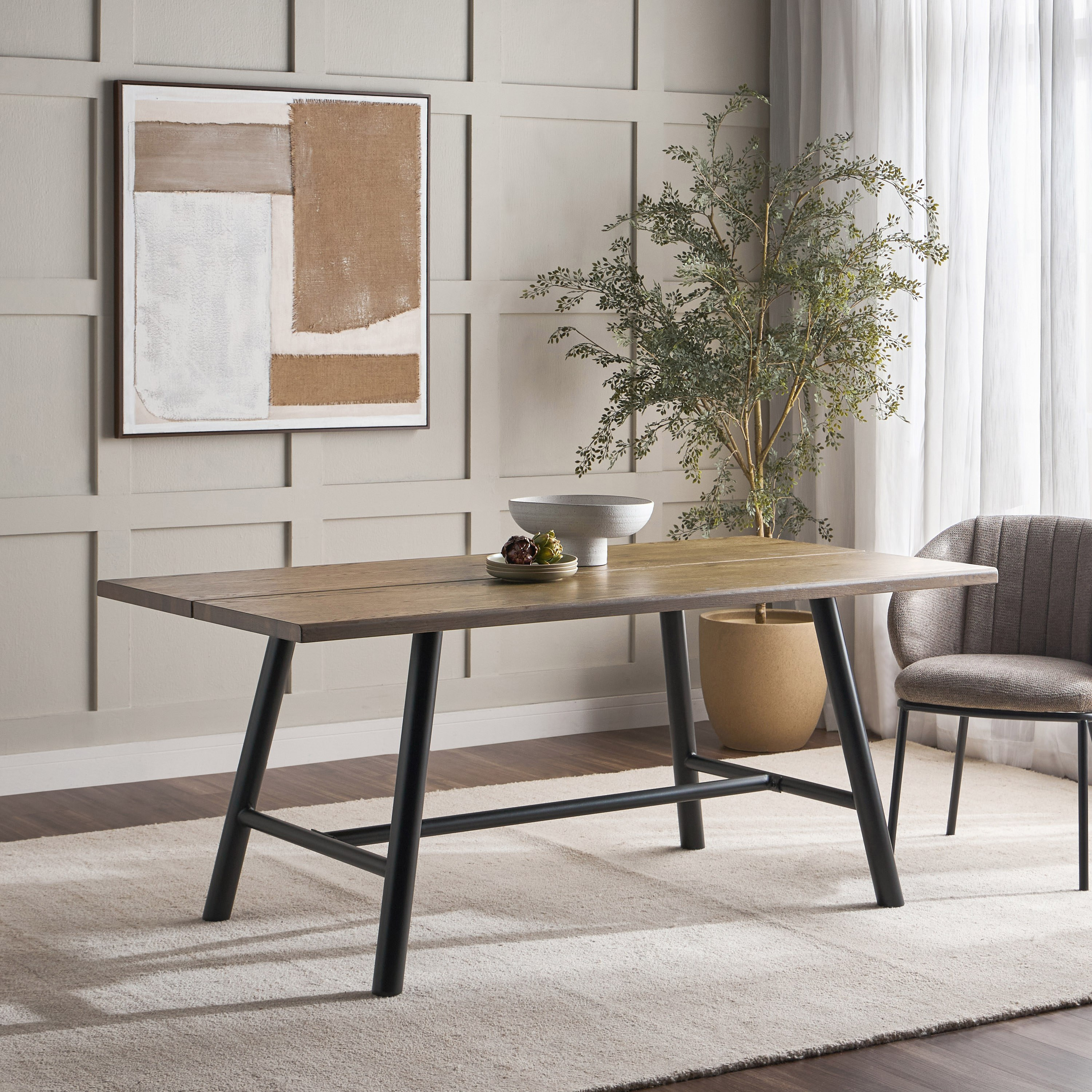 Altay 6-Seater Wooden Top Dining Table