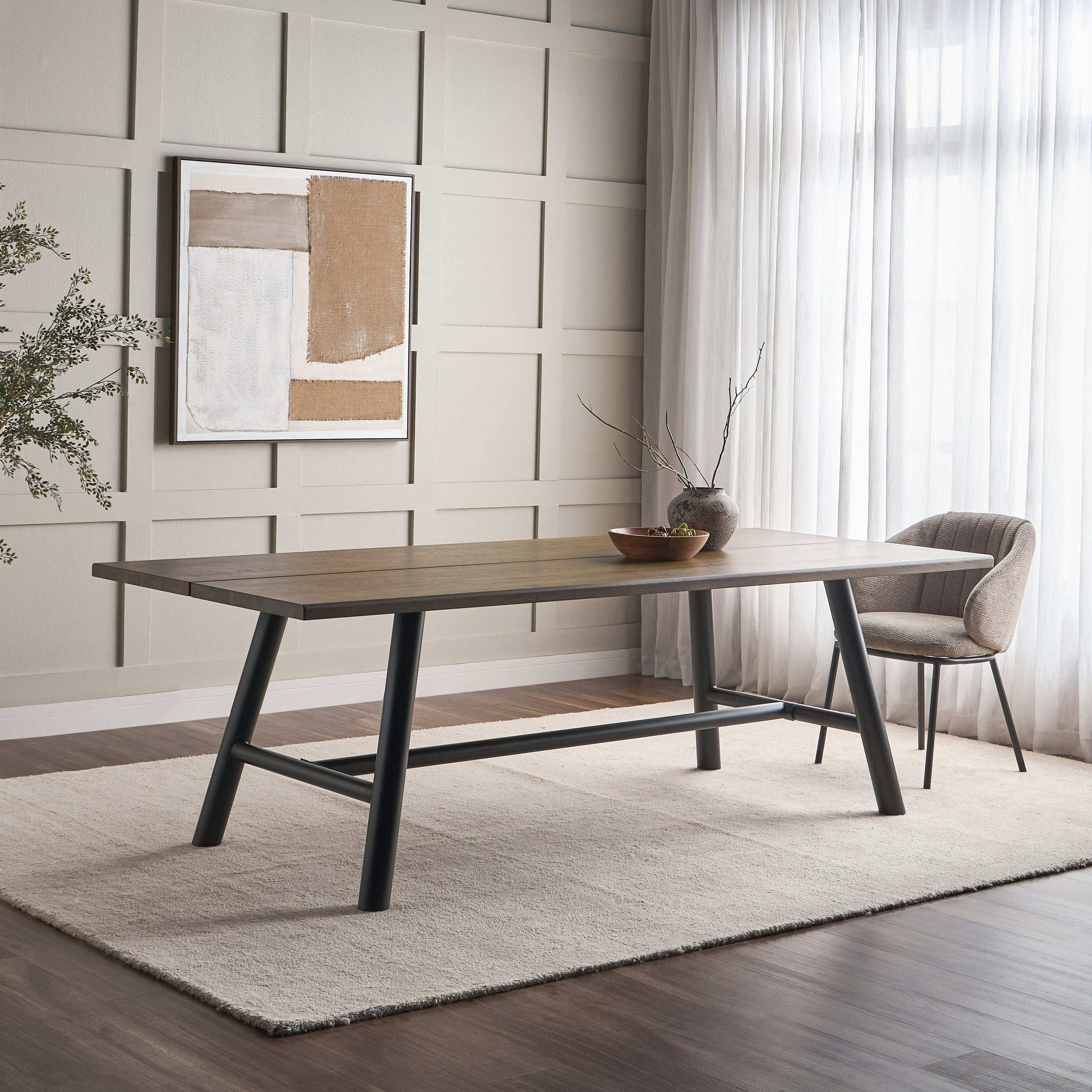Altay 8-Seater Wooden Top Dining Table