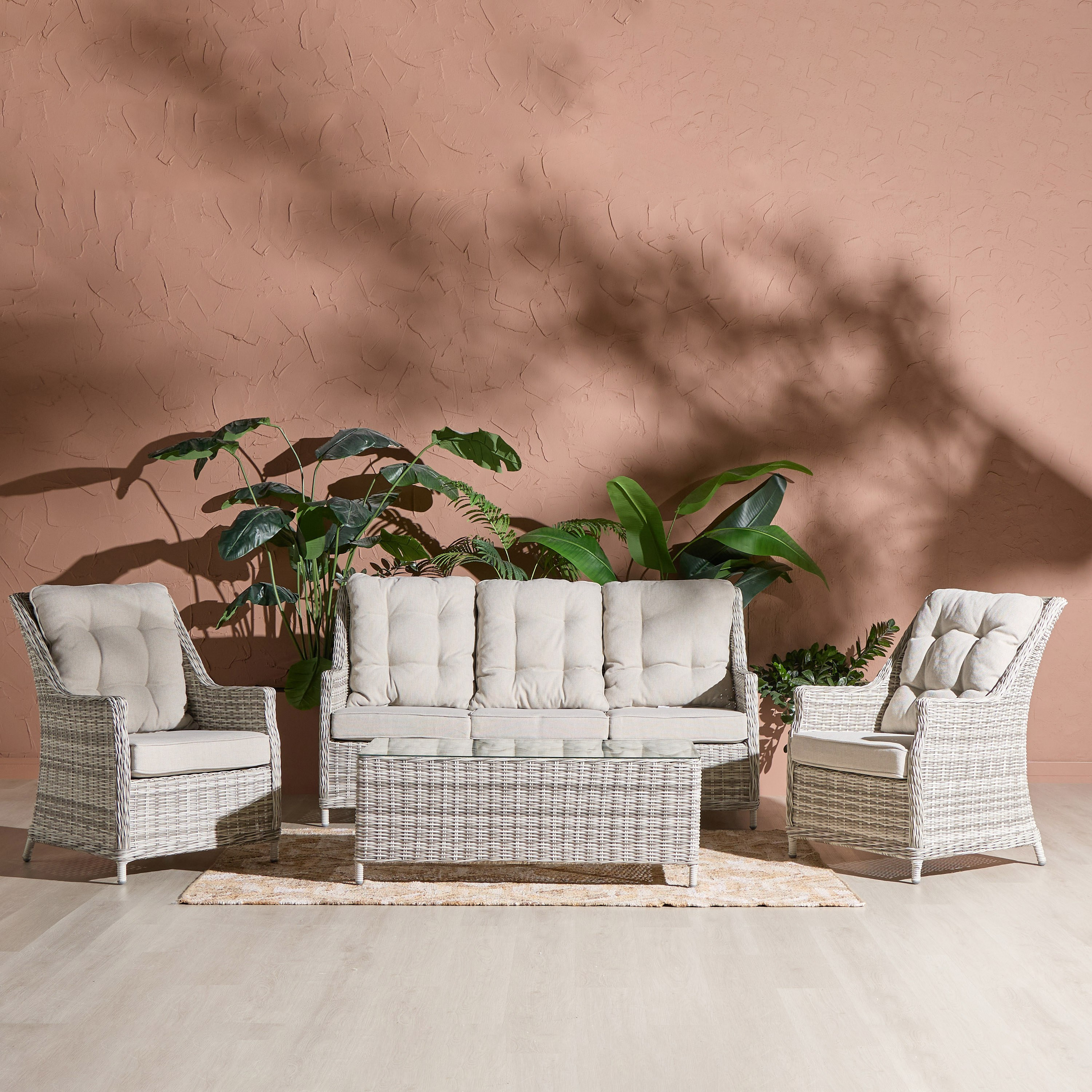 Sol 5-Seater Wicker Outdoor Lounge Set with Table