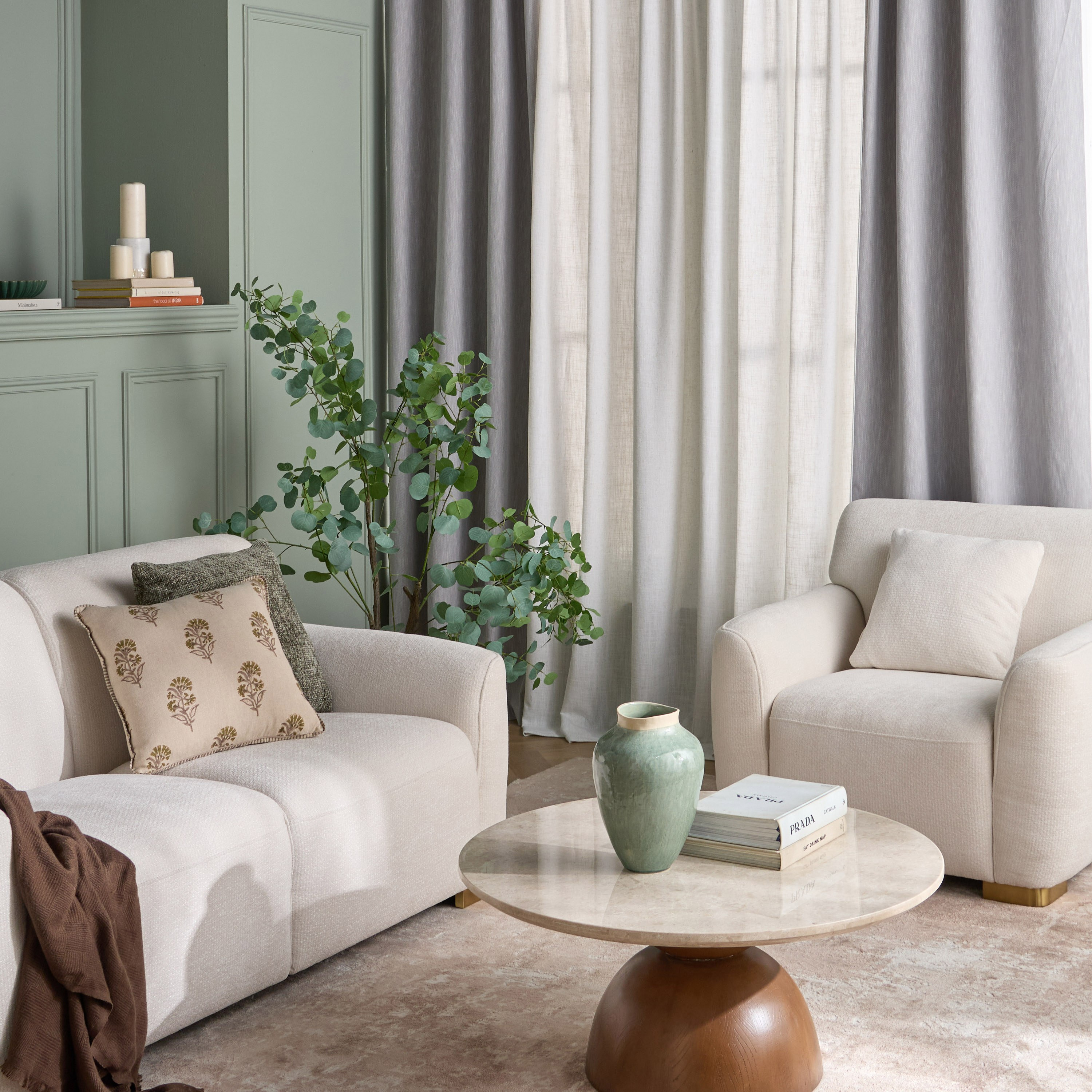 طقم ستائر غير معتمة قطعتين - بريز - 270x300 سم-household-windows-curtains-image-5