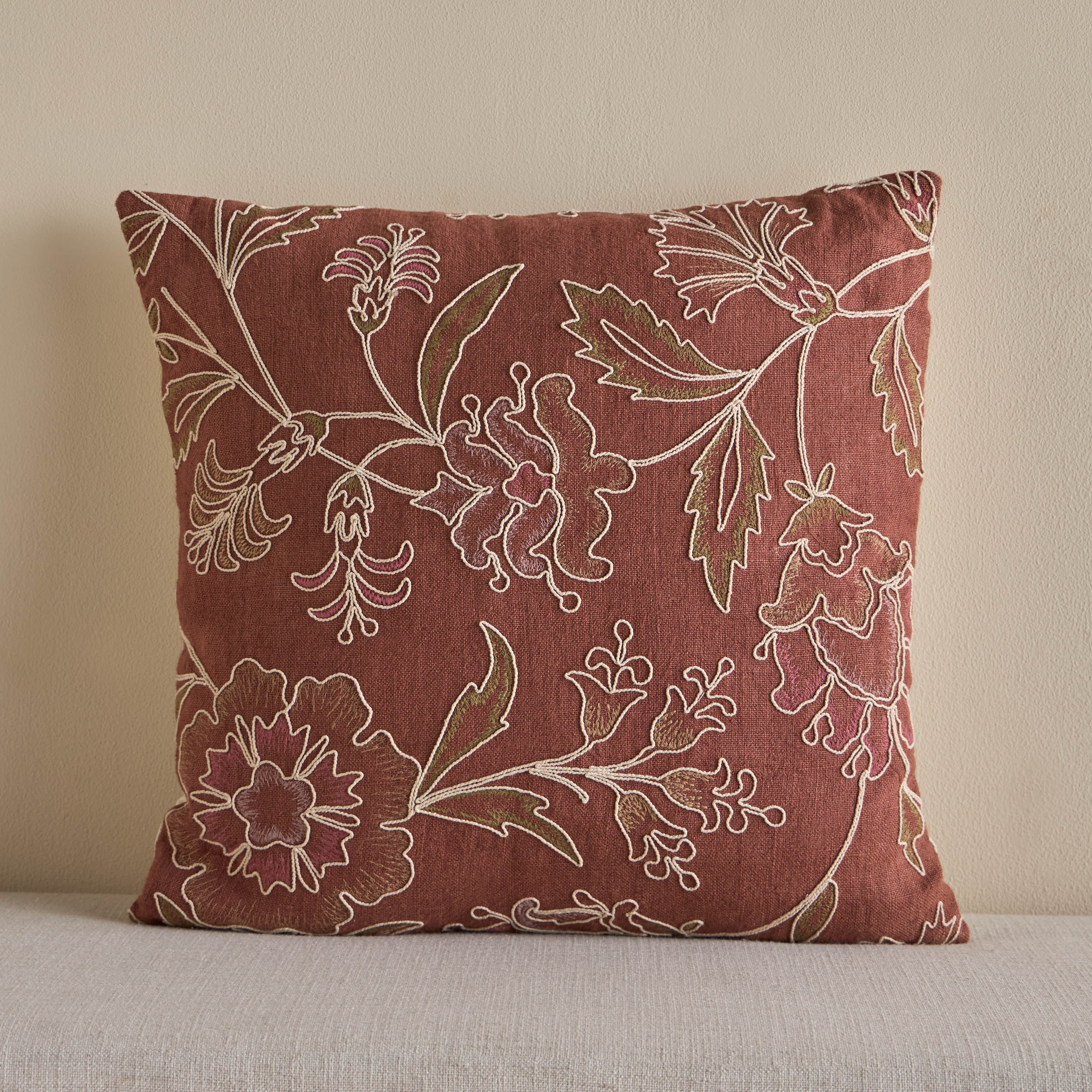 Arras Embroidered Filled Cushion - 50x50 cm-household-cushionsandthrows-filledcushions-decorativecushions-image-1