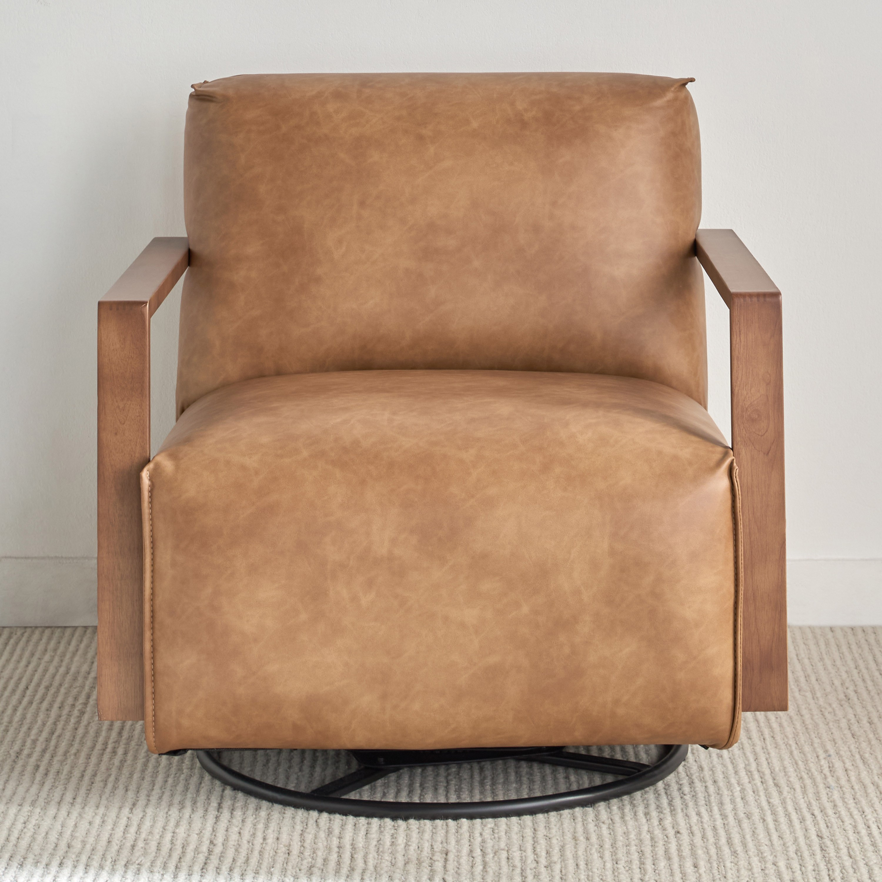كرسي بمساند ذراعين دوّار من الجلد الصناعي - هيمينج-furniture-sofaandseating-armchairs-image-2