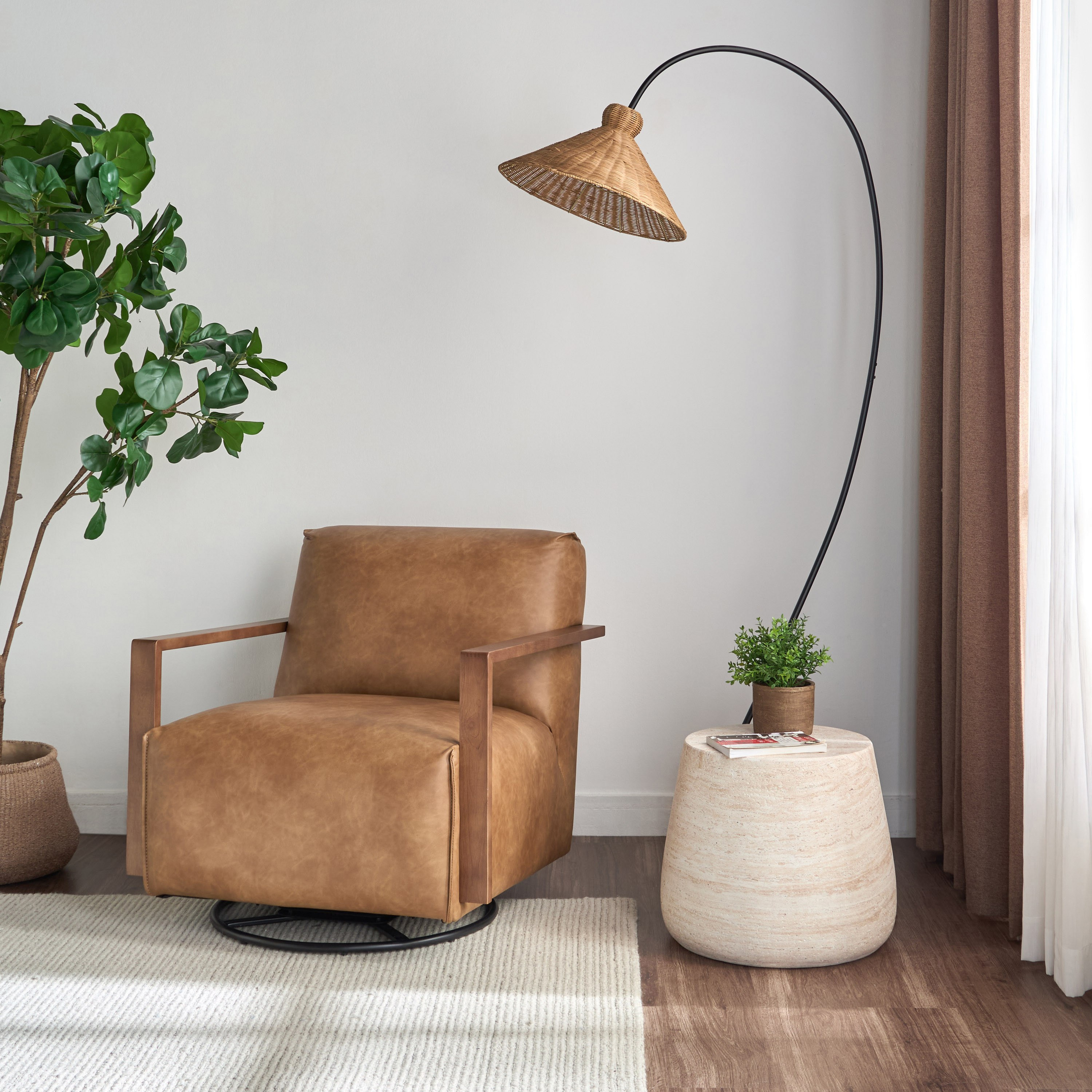 كرسي بمساند ذراعين دوّار من الجلد الصناعي - هيمينج-furniture-sofaandseating-armchairs-image-7