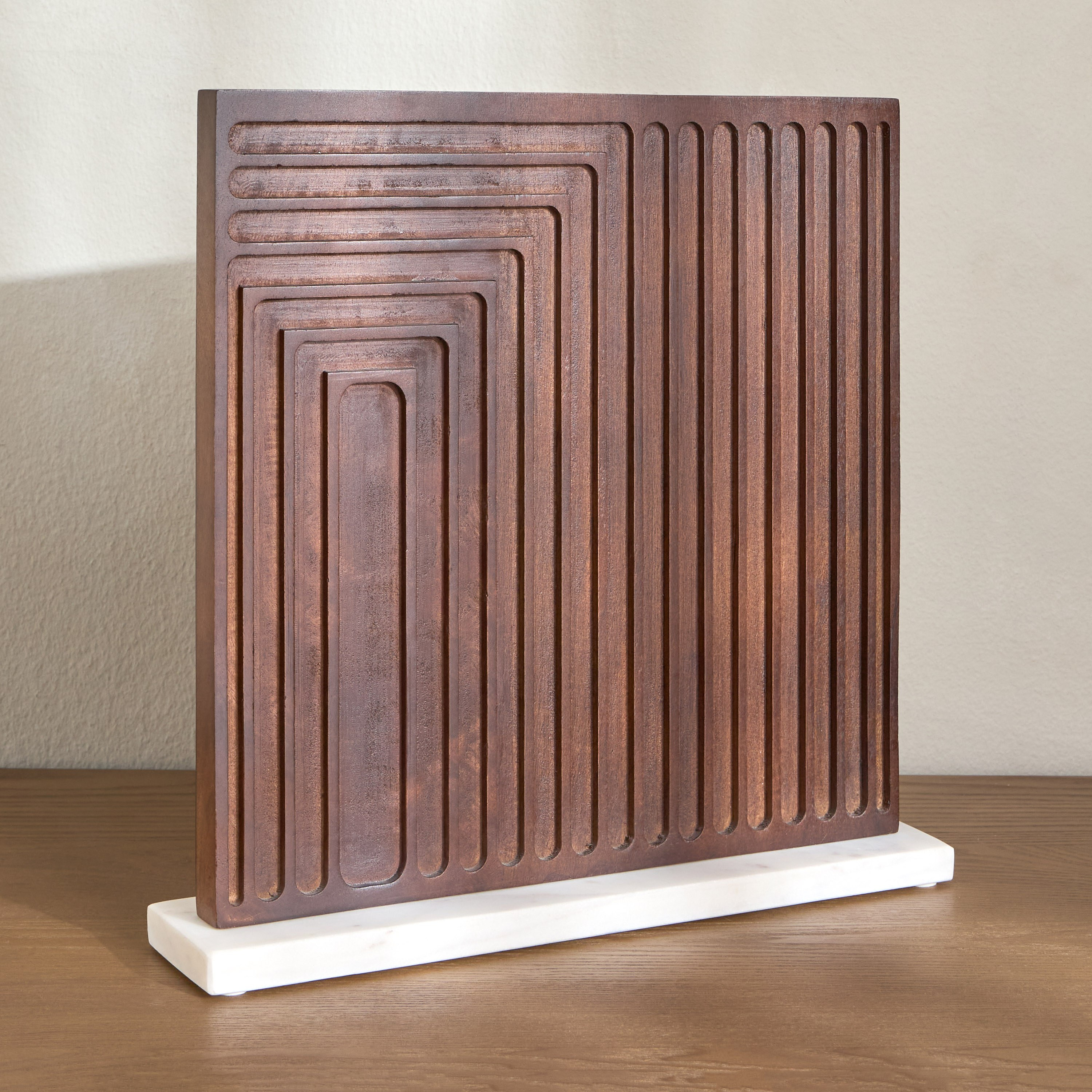 Valor Ribbed Cube Wooden Decorative Accent - 37 cm