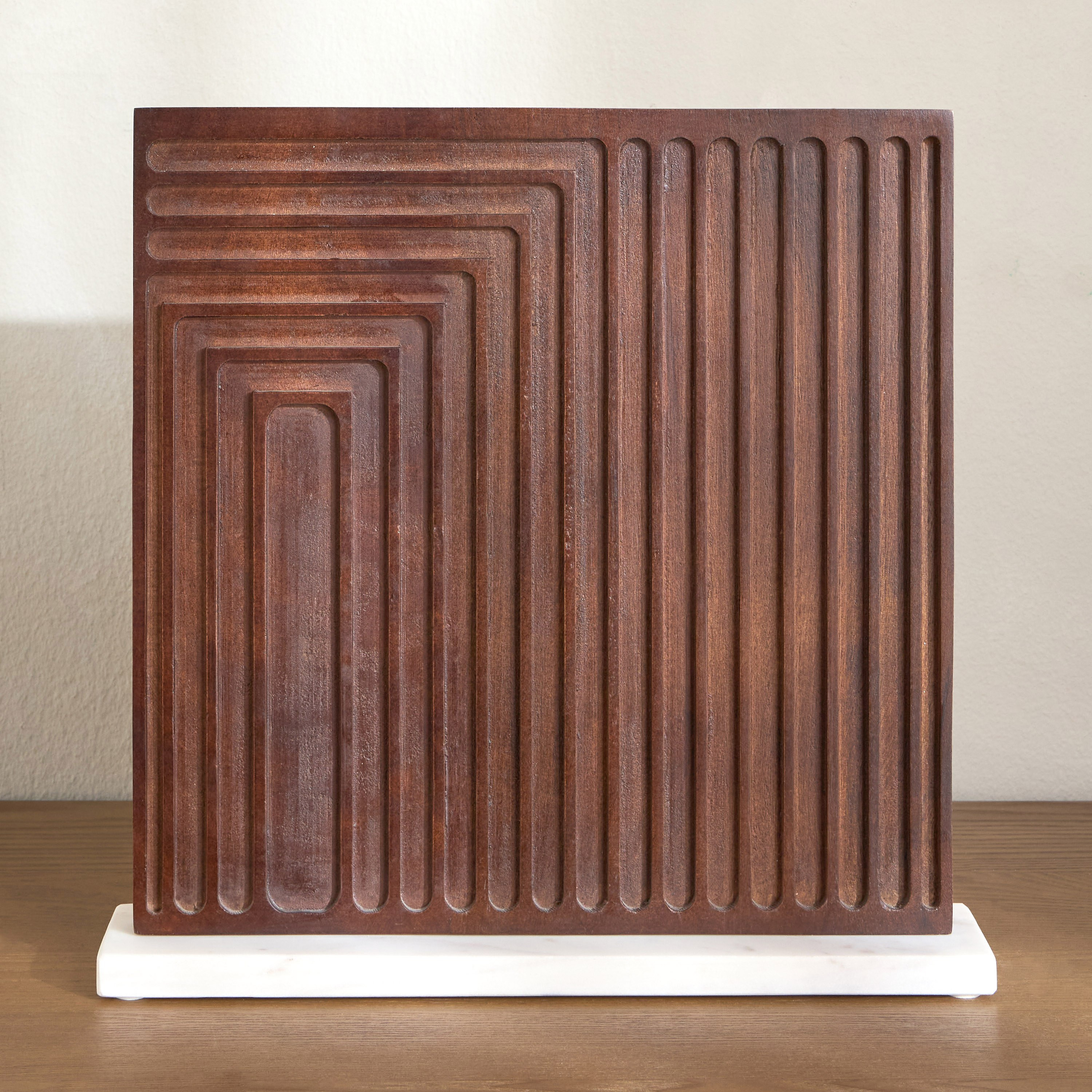 Valor Ribbed Cube Wooden Decorative Accent - 37 cm-household-decor-decorativeobjectsandsculptures-image-2