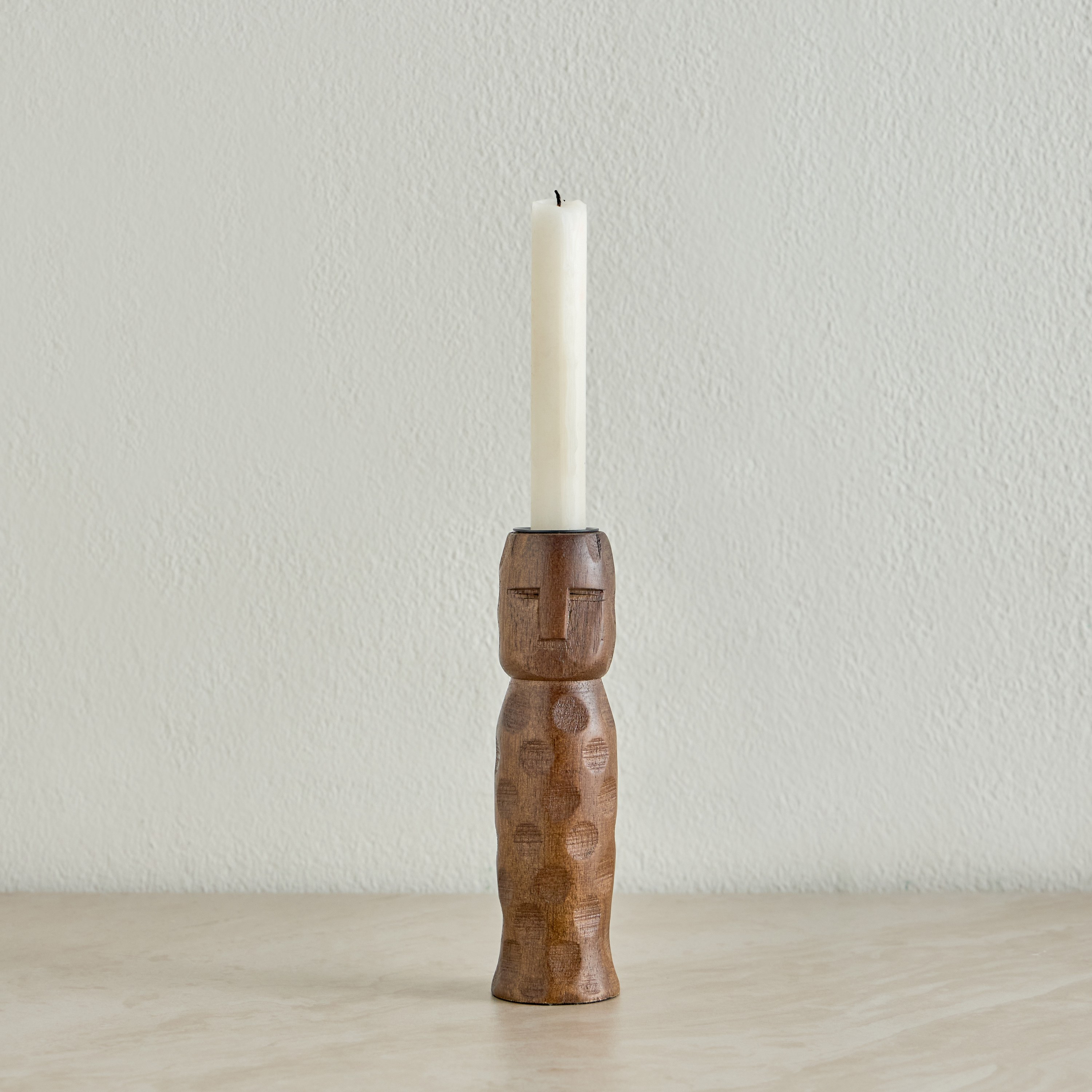 Etan Wooden Taper Candleholder - 17 cm