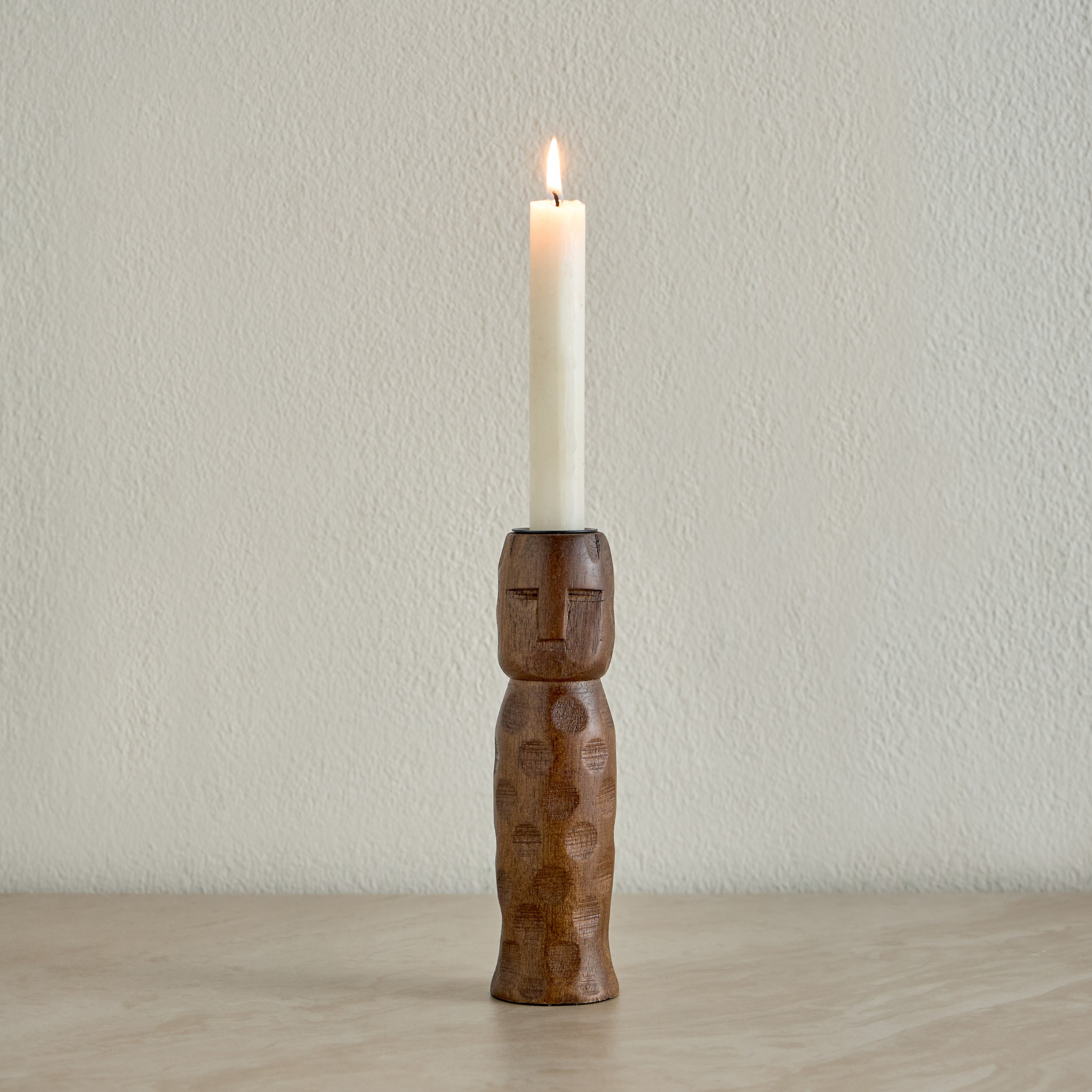 Etan Wooden Taper Candleholder - 17 cm-household-decor-candleholdersandlanterns-image-2