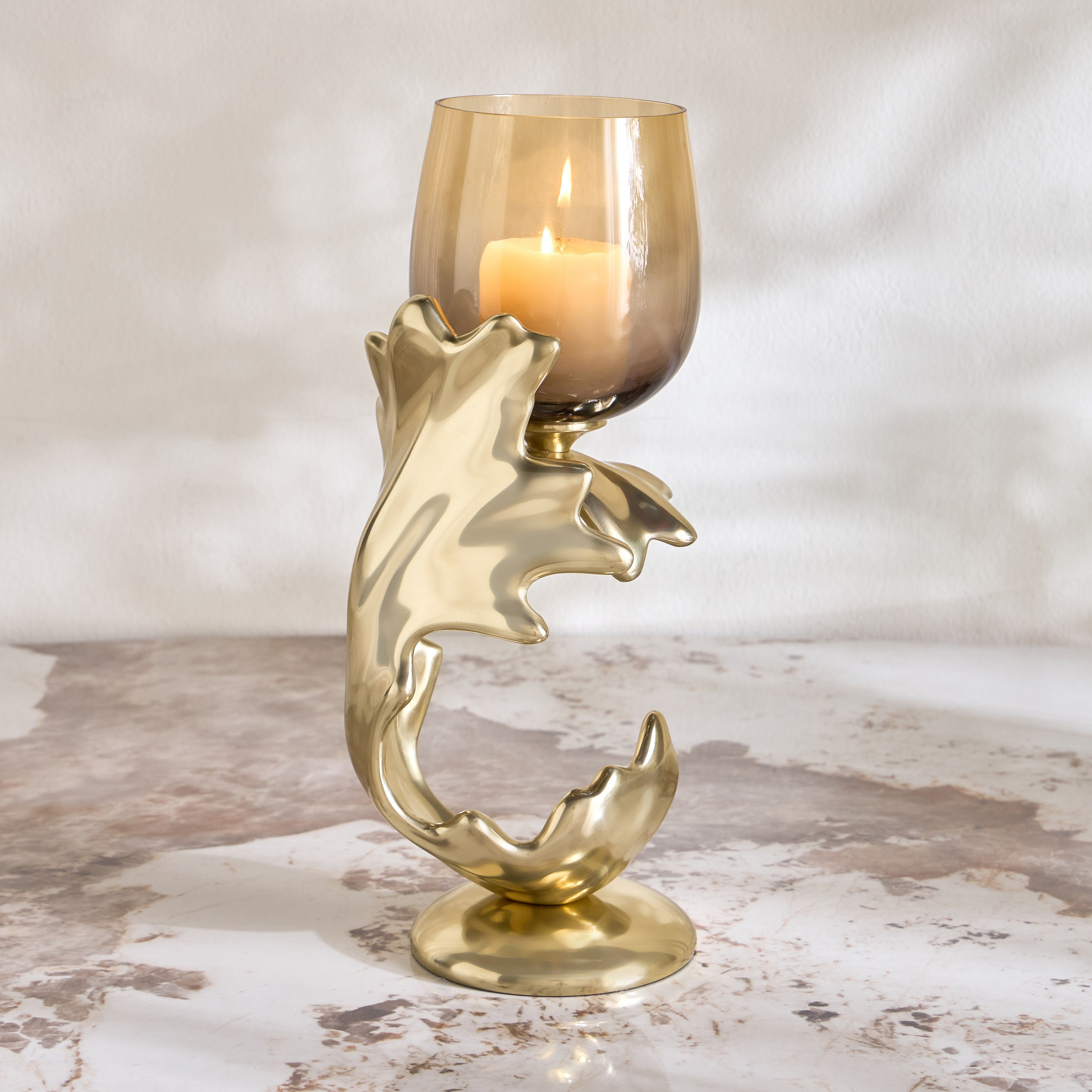 Lotus Swirl Pillar Candleholder-household-decor-candleholdersandlanterns-image-2