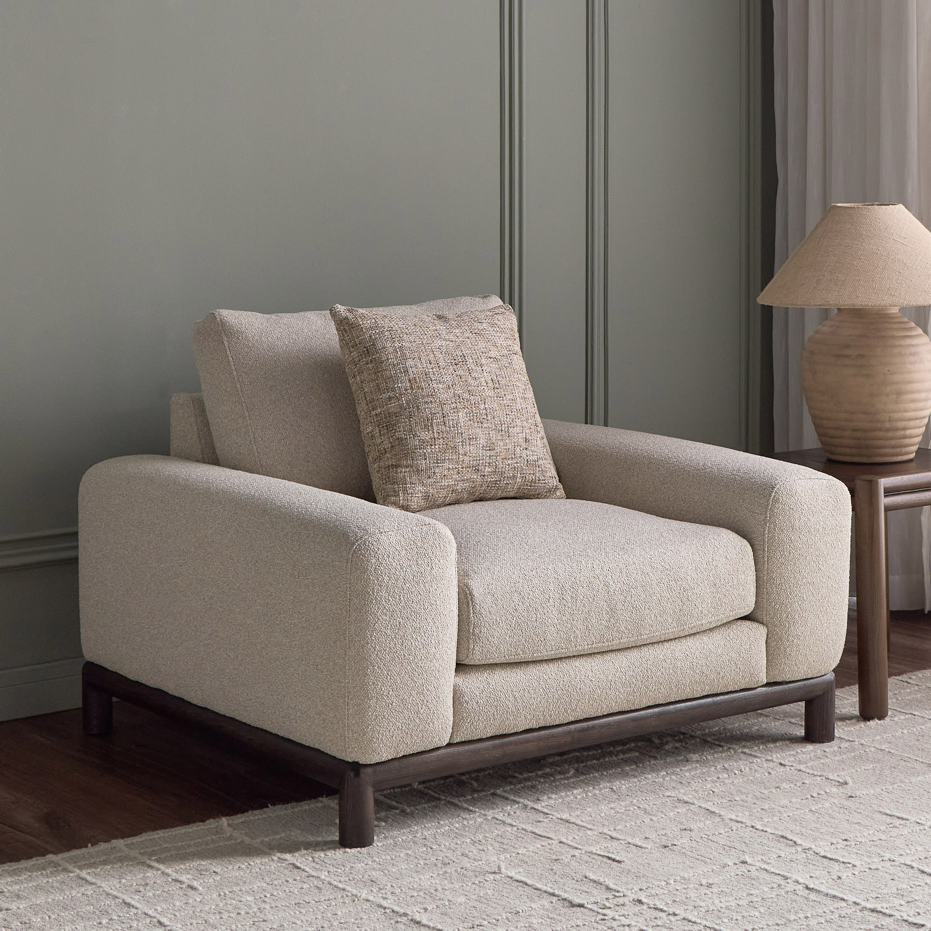 Oak Fabric Armchair-furniture-sofaandseating-armchairs-image-1