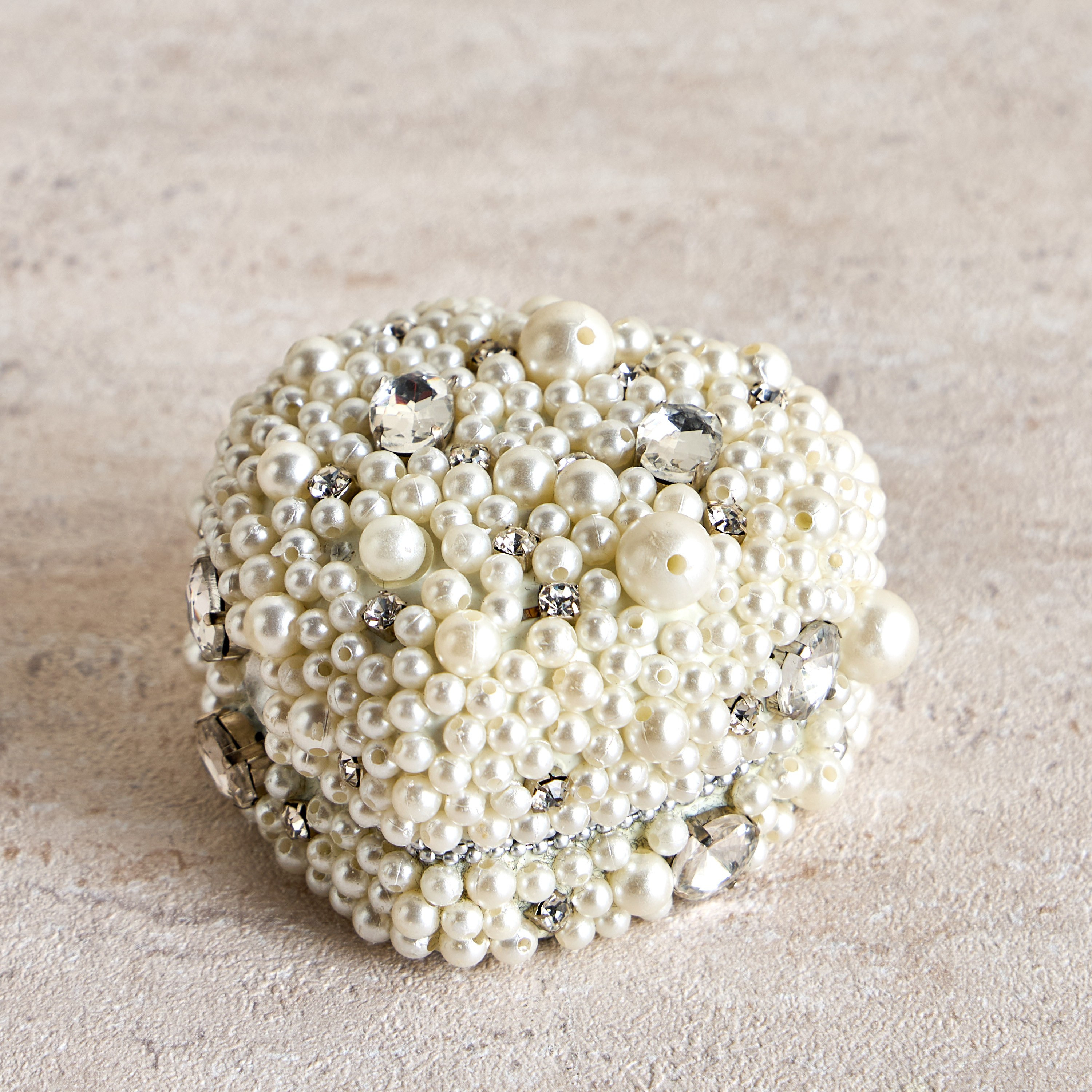 Beaded Aluminium Decorative Box - 8 cm-household-decor-boxesandtrays-image-1
