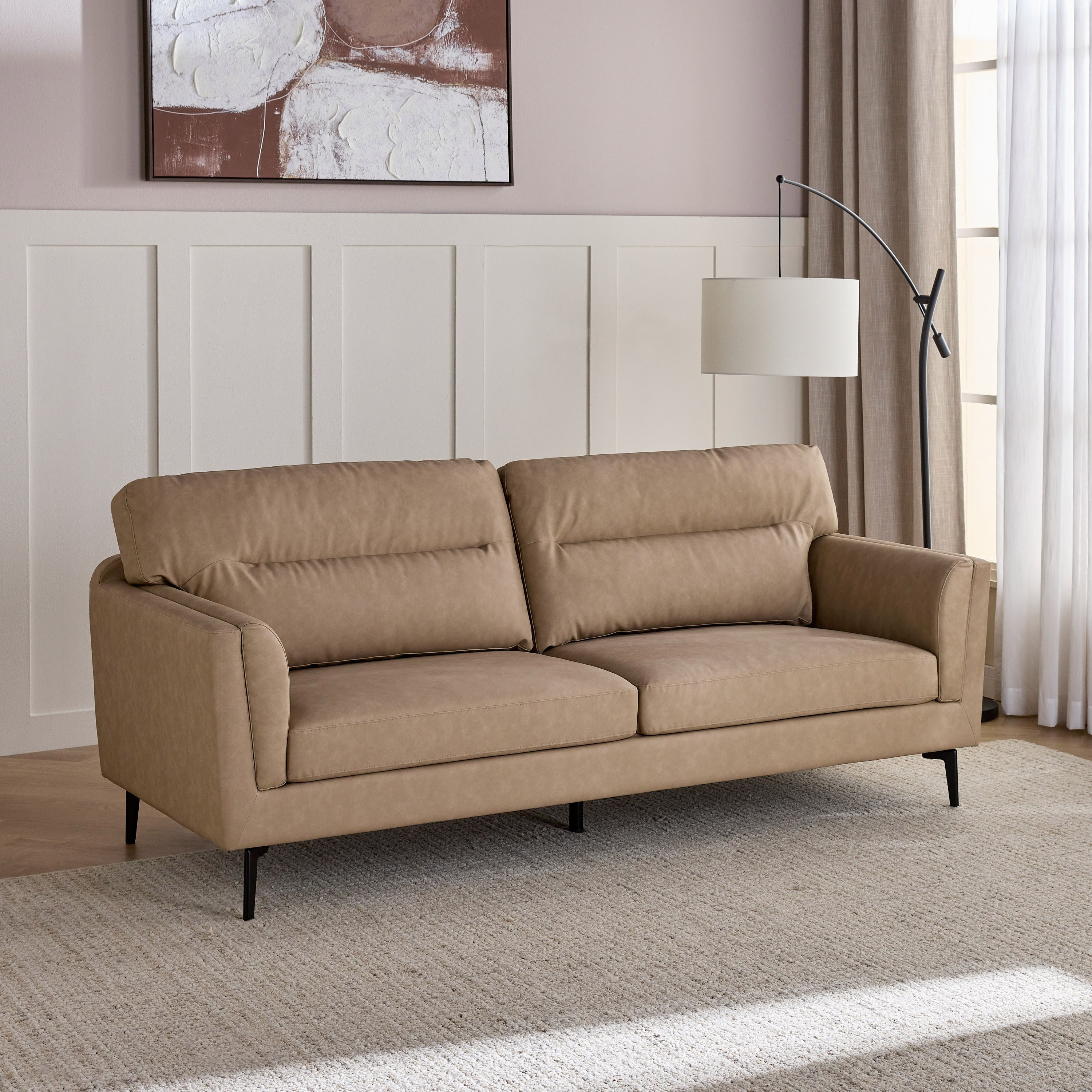 Cecil 3-Seater Faux Leather Sofa