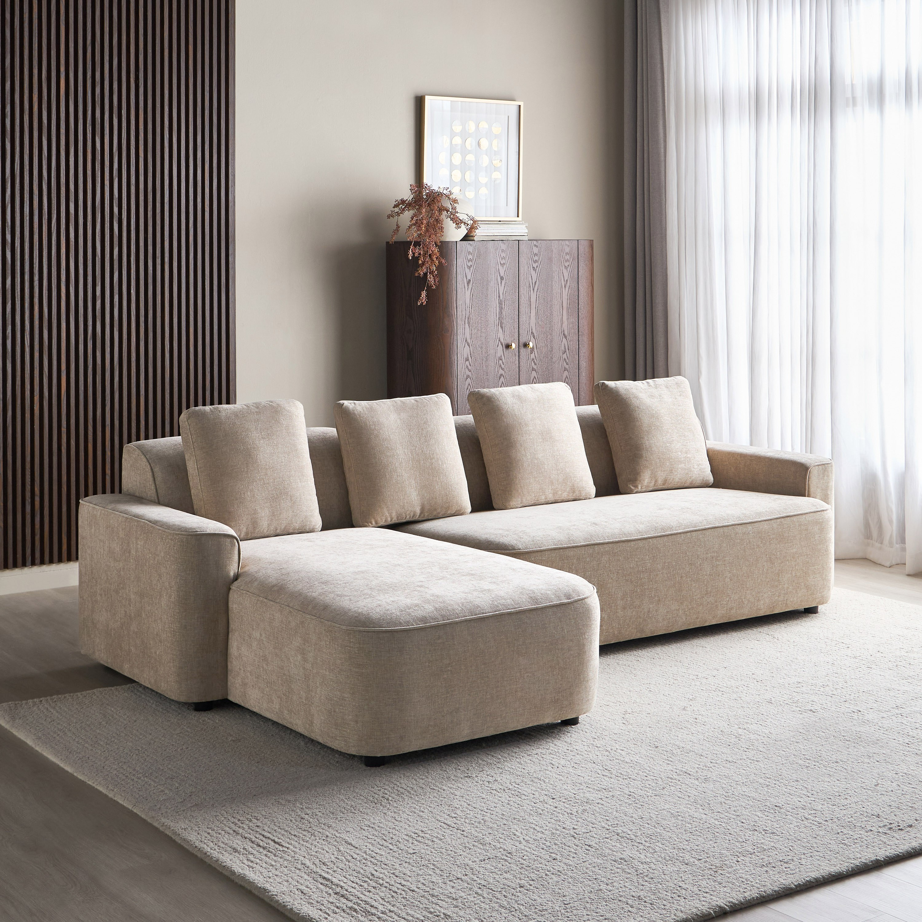 Zevio 3-Seater Fabric Left Corner Sofa
