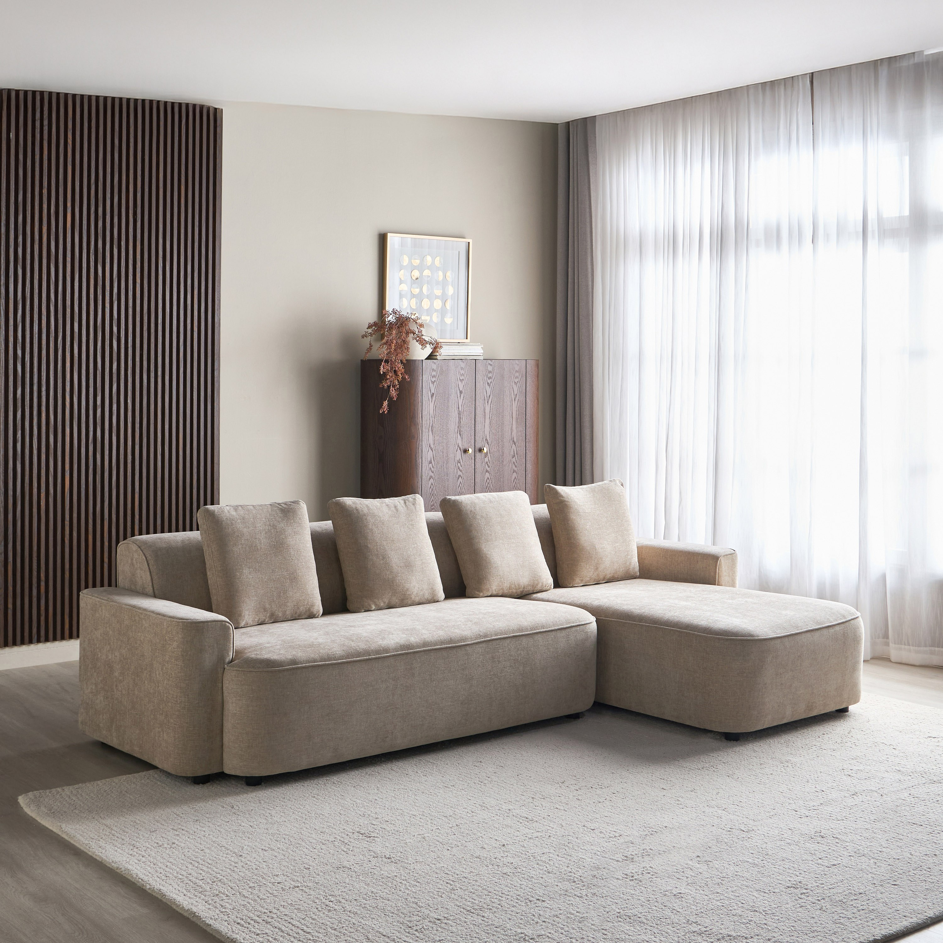 Zevio 3-Seater Fabric Right Corner Sofa