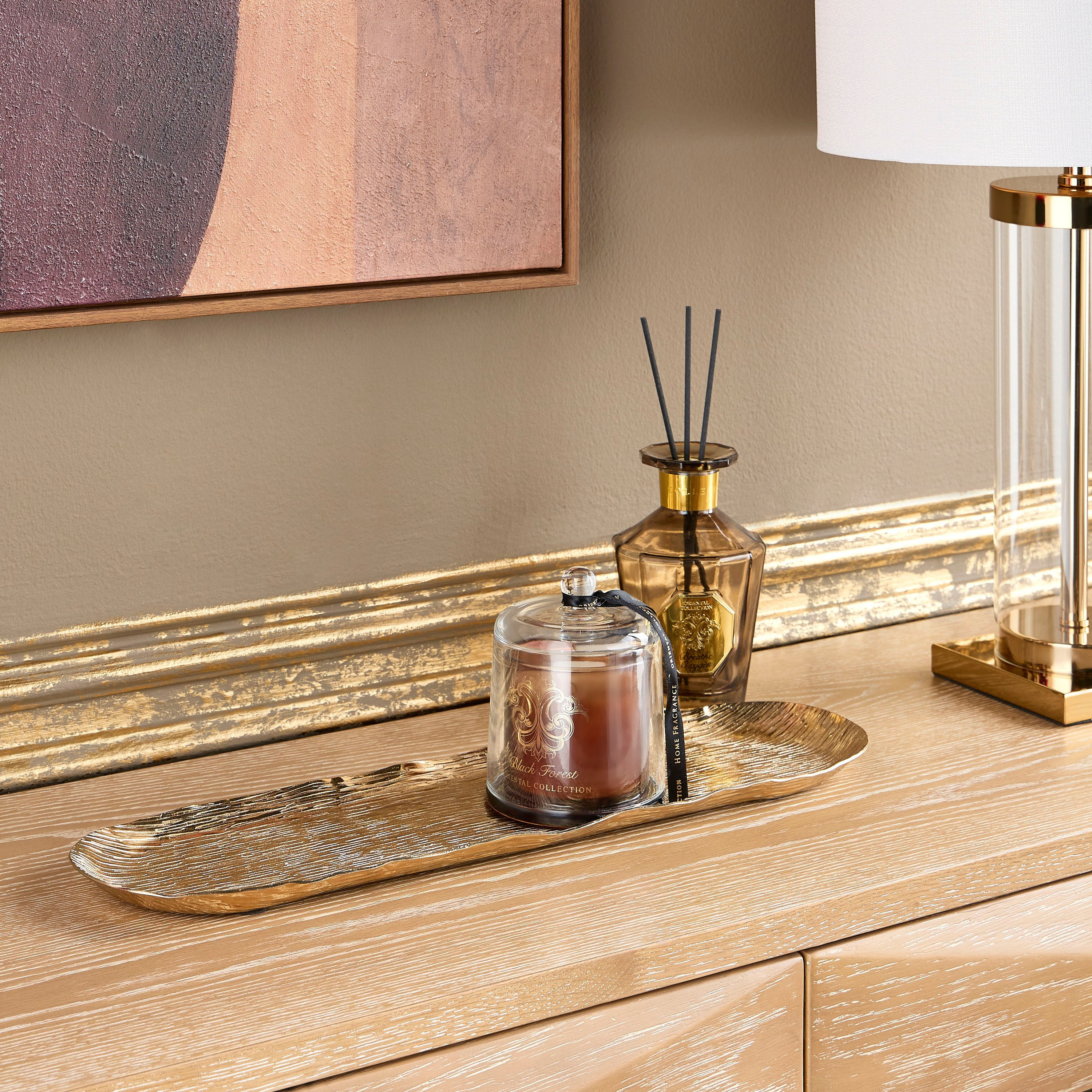 صحن معدن ديكور - سولينا - 14x52 سم-household-decor-boxesandtrays-image-3
