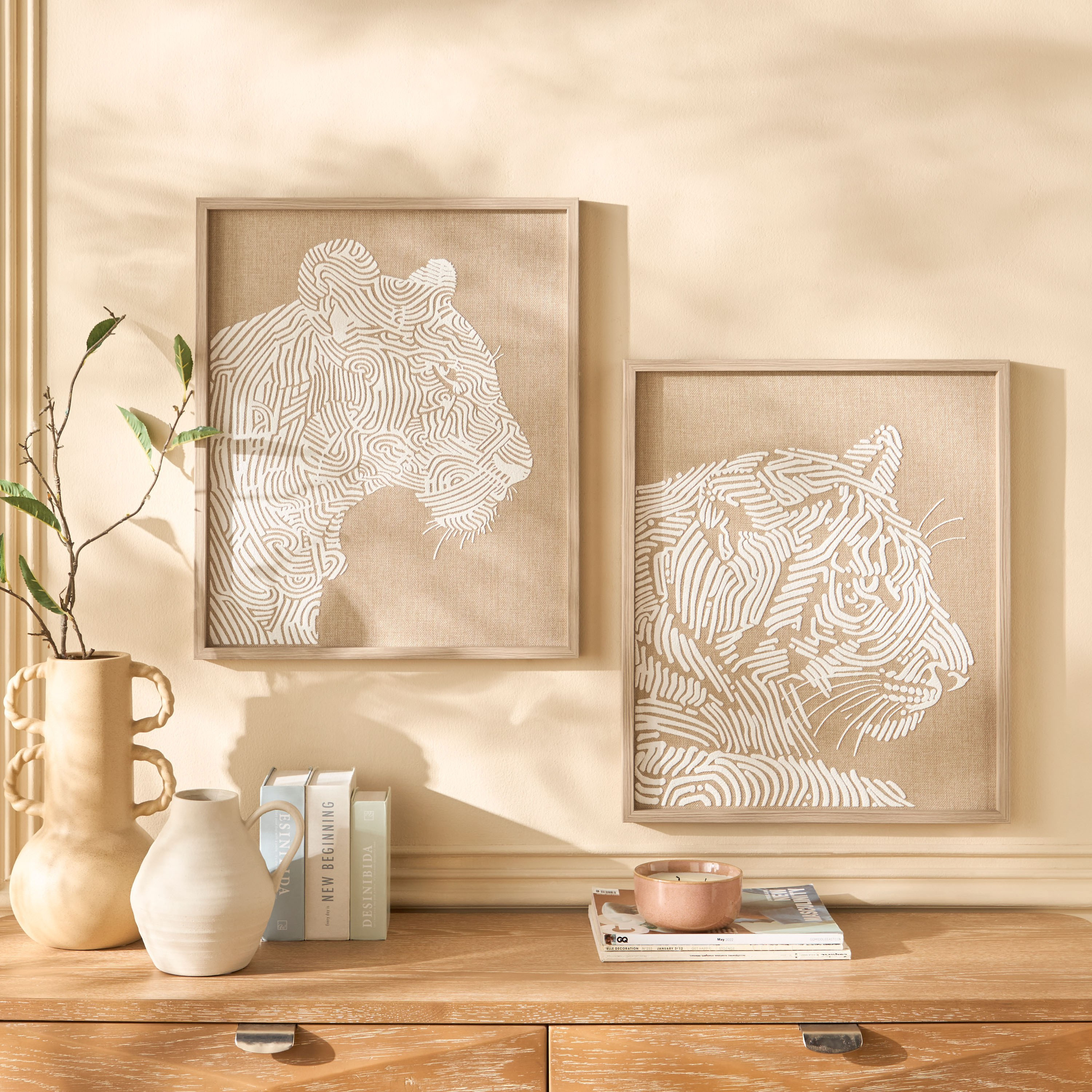 Nada Puffy Foam Linen Framed Wall Art - 50x60 cm-household-walldecorandmirrors-wallart-image-3