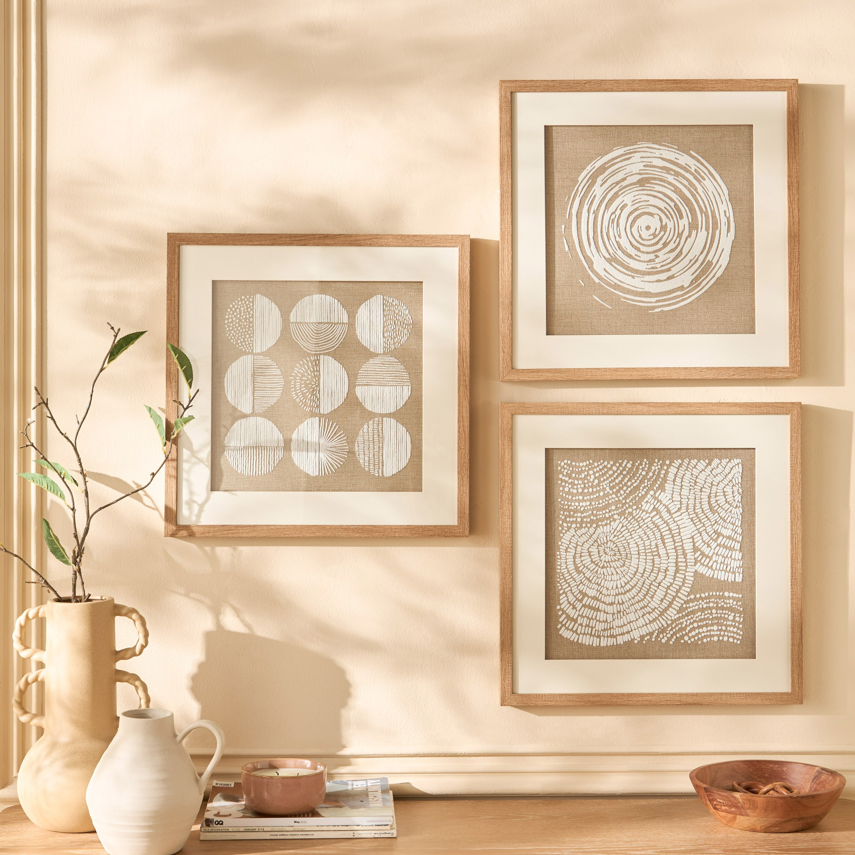 Barira Puffy Foam Linen Framed Wall Art - 50x50 cm-household-walldecorandmirrors-wallart-image-3