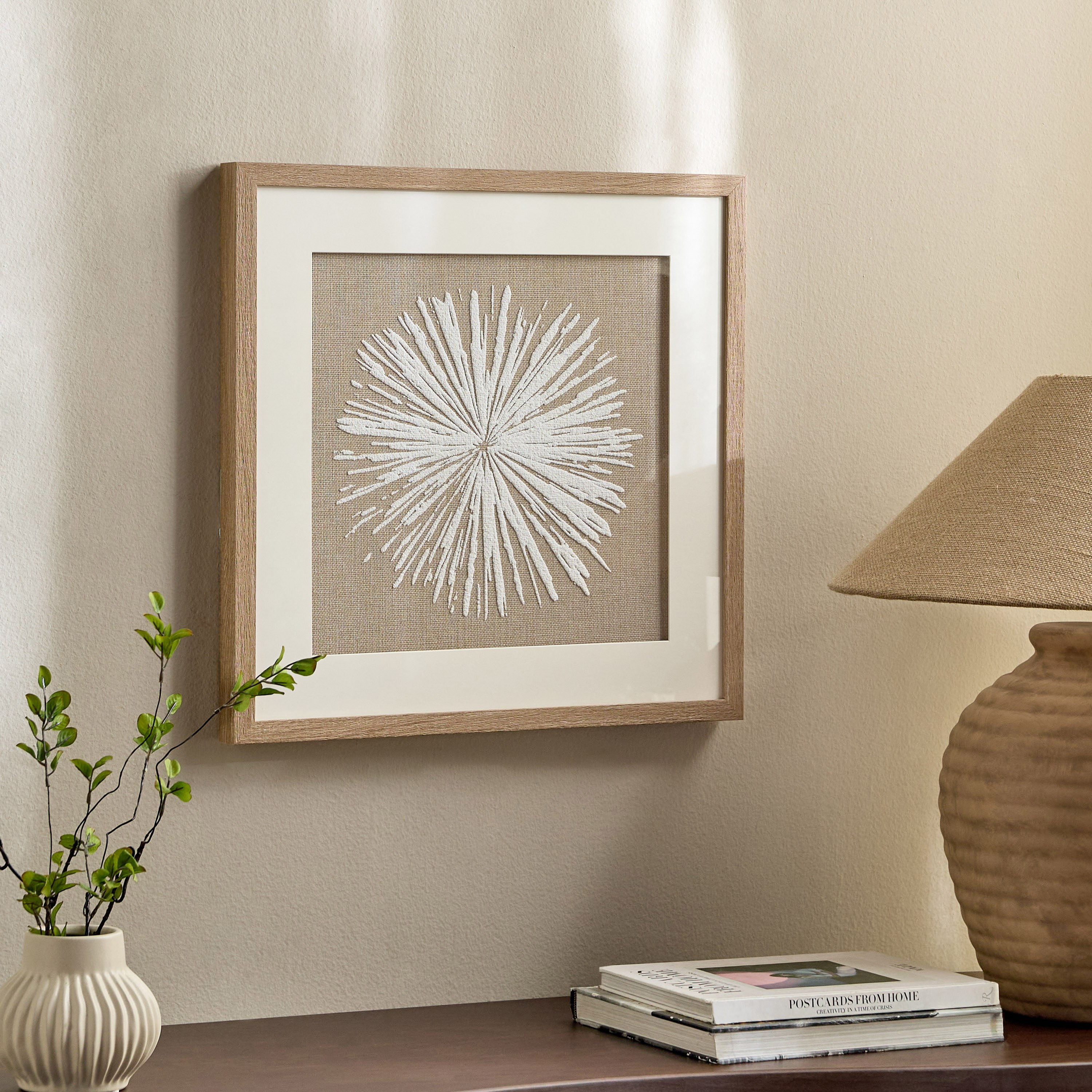 Qamar Puffy Foam Linen Framed Wall Art - 50x50 cm-household-walldecorandmirrors-wallart-image-3