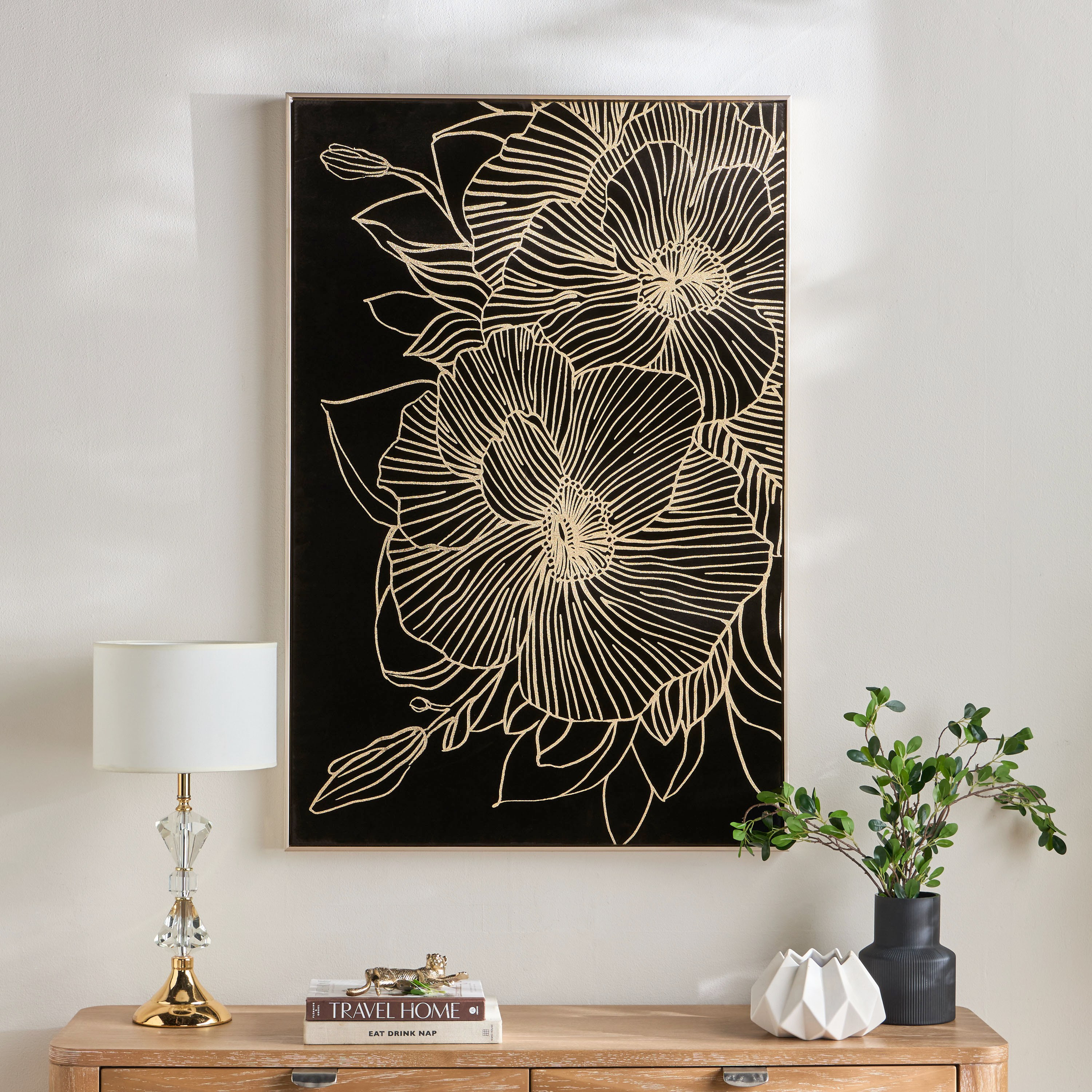 Zunaira Velvet Framed Canvas Wall Art - 80x120 cm-household-walldecorandmirrors-wallart-image-3
