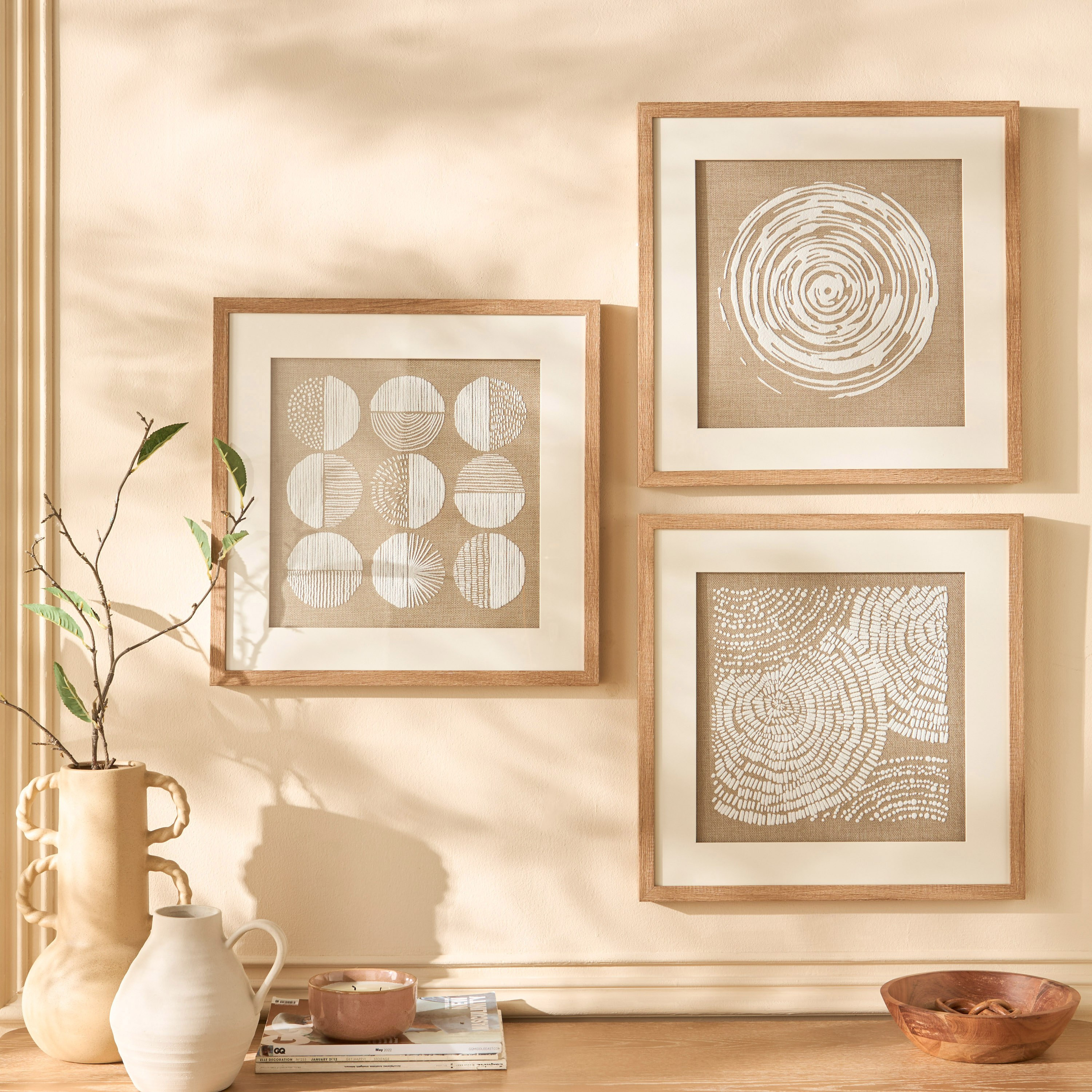 Huda Puffy Foam Linen Framed Wall Art - 50x50 cm-household-walldecorandmirrors-wallart-image-3