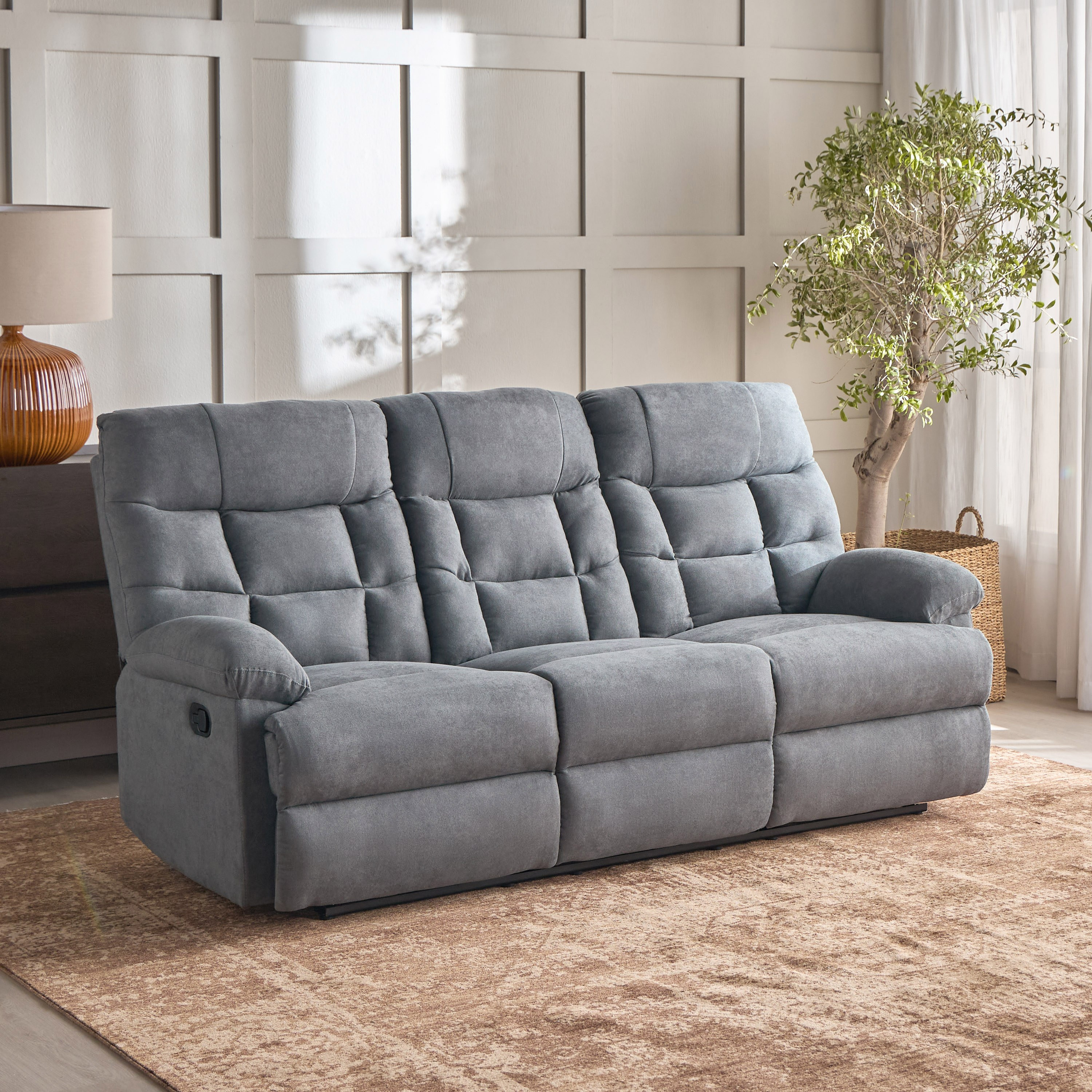كنبة استرخاء قماش 3 مقاعد - ماكس-furniture-sofaandseating-recliners-image-1