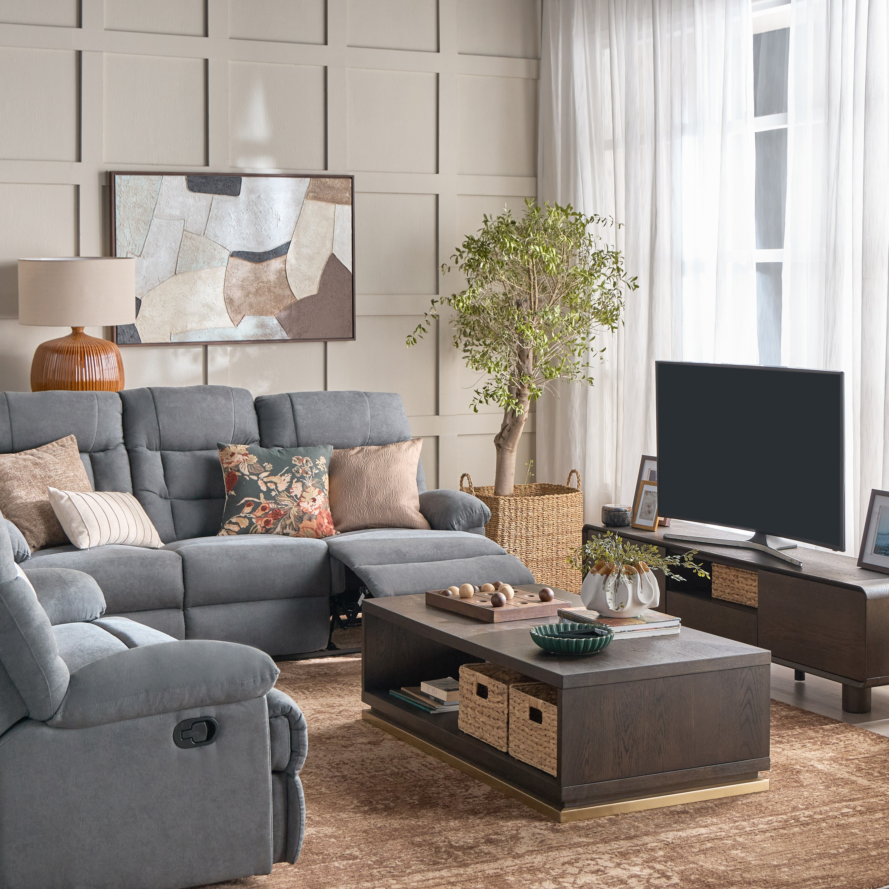 كنبة استرخاء قماش 3 مقاعد - ماكس-furniture-sofaandseating-recliners-image-10