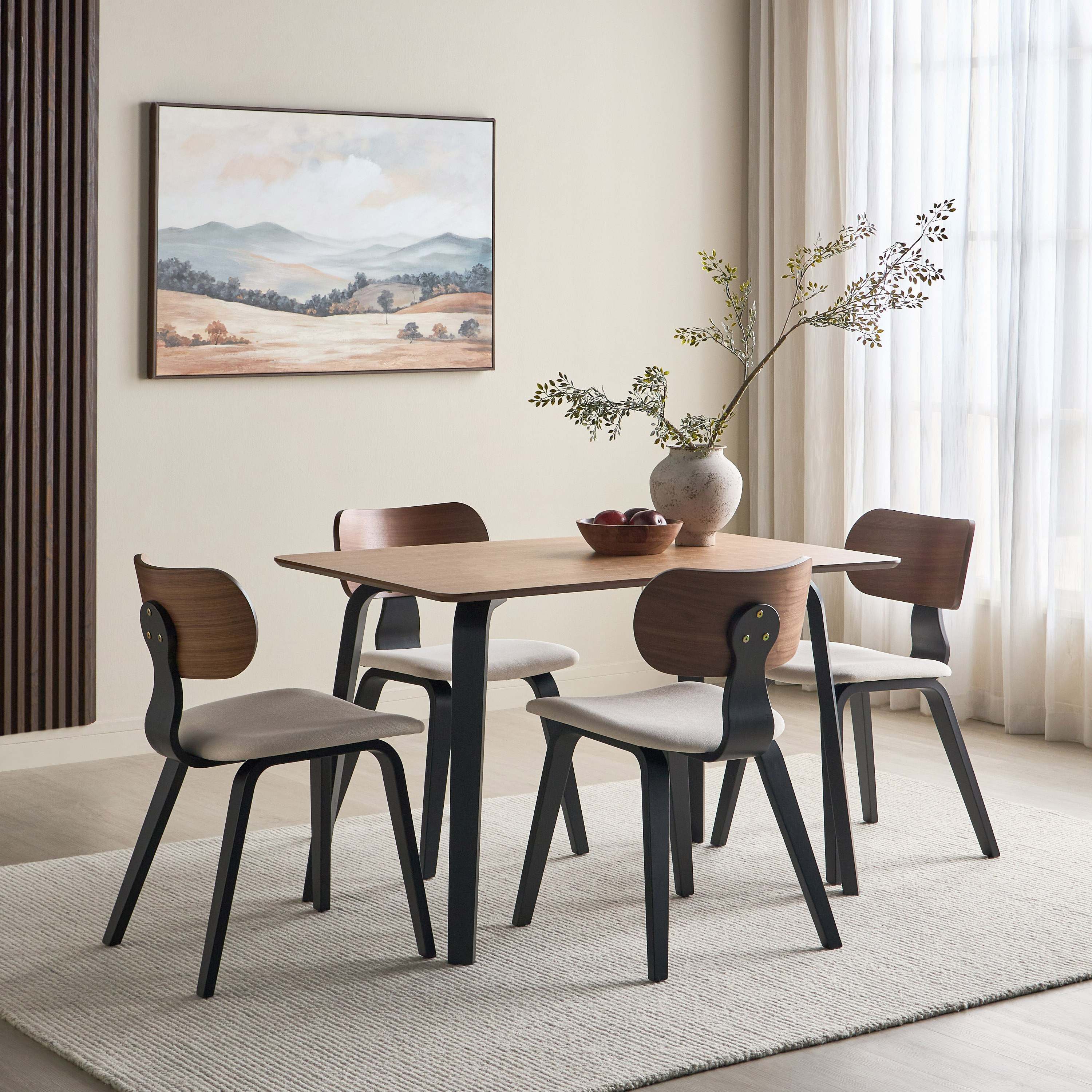 Balos 4-Seater Wooden Top Dining Set