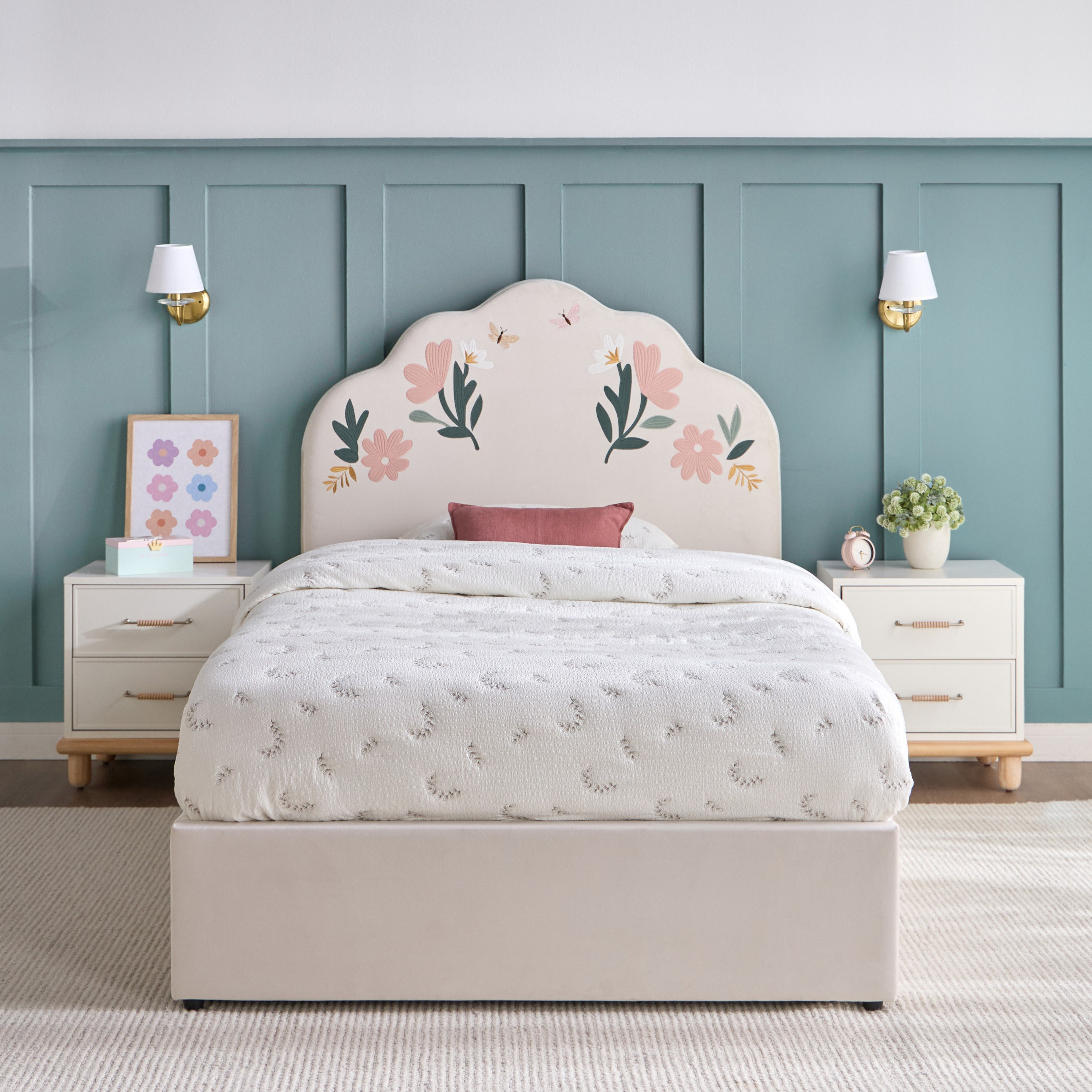 Floral Single Bed - 120x200 cm-babyandkids-kidsbeds-singlebeds-image-2