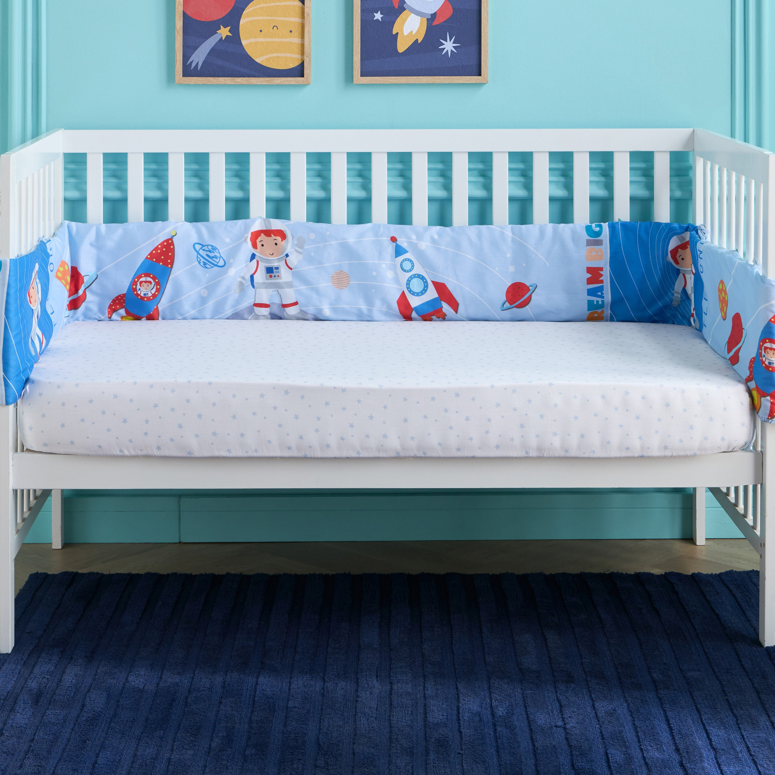 Shop Blue Space 2-Piece Cot Bumper Set Home Centre UAE
