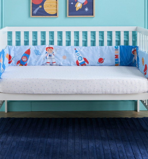 Shop Blue Space 2-Piece Cot Bumper Set Home Centre UAE