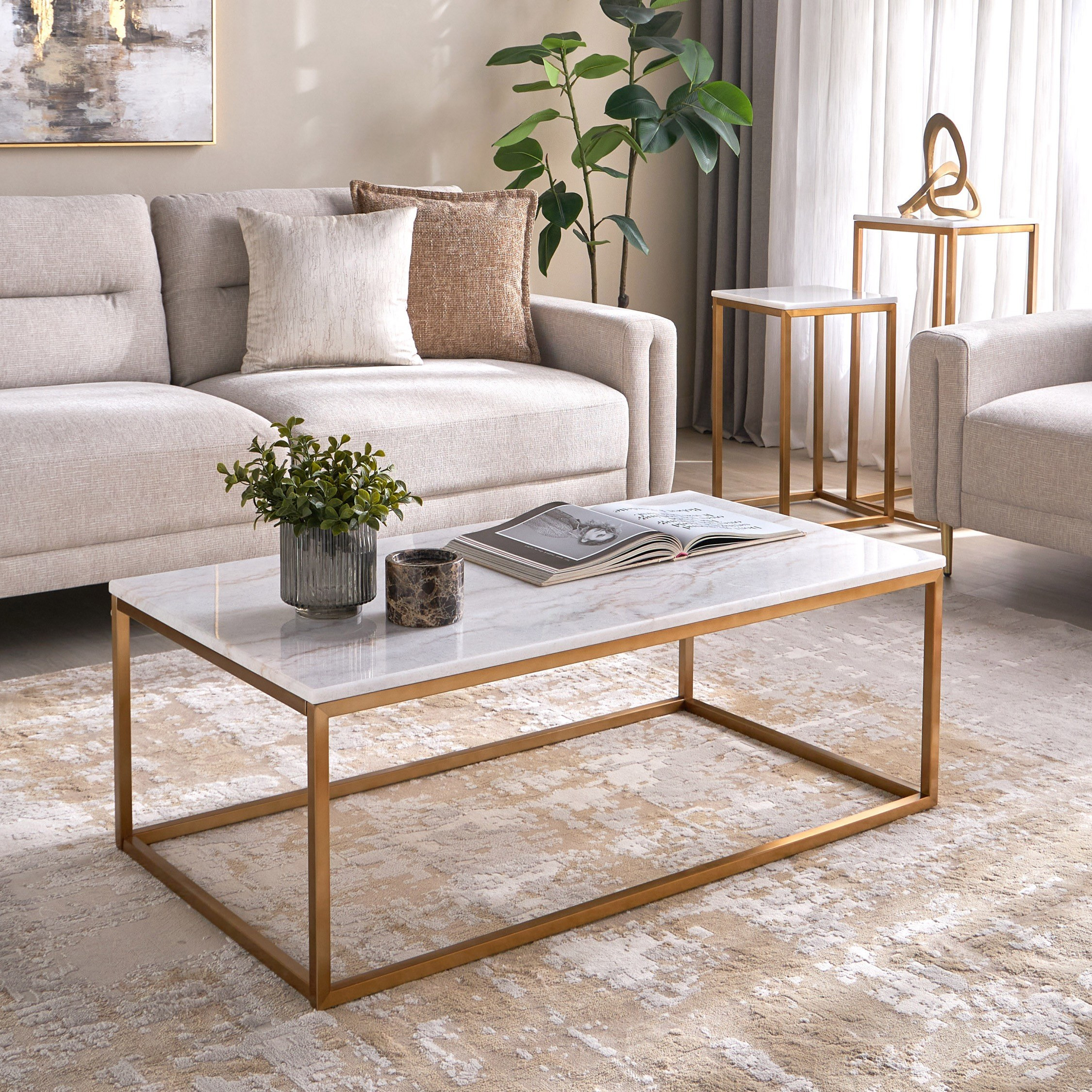 طاولة جانبية بسطح رخام - سترافا-furniture-livingroom-sideandendtables-image-5