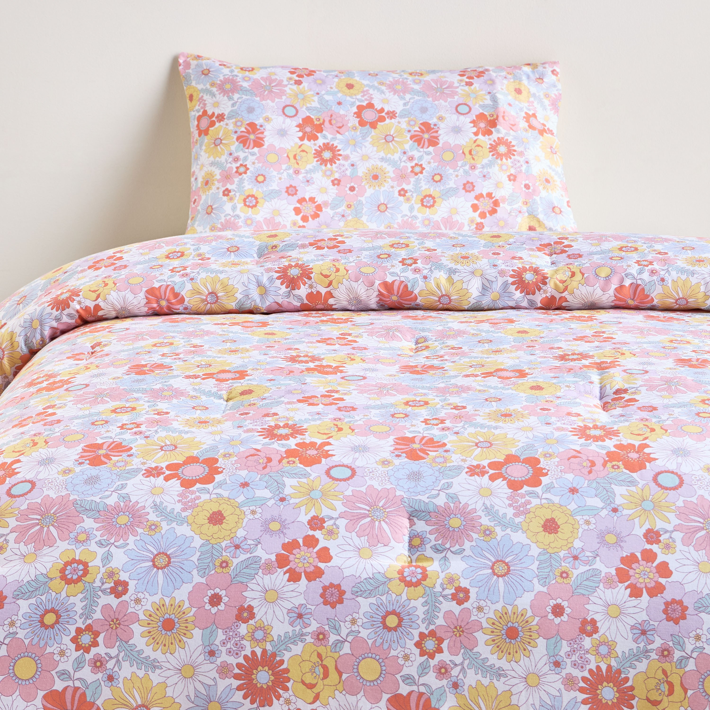 Daisy Blossom Cotton Sateen Printed 2-Piece Single Comforter Set - 135x220 cm-babyandkids-beddingandwindows-bedding-comforters-image-2