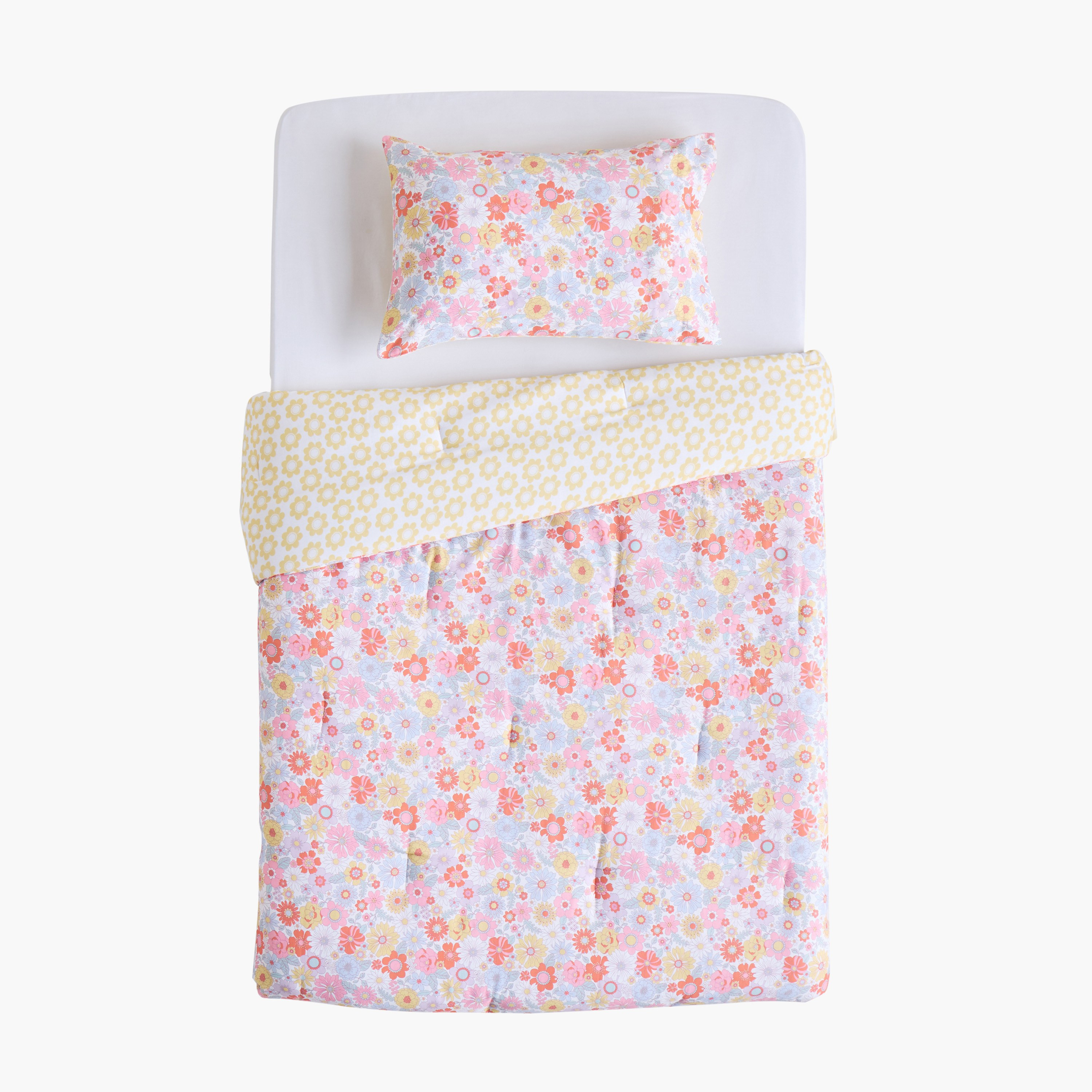 Daisy Blossom Cotton Sateen Printed 2-Piece Single Comforter Set - 135x220 cm-babyandkids-beddingandwindows-bedding-comforters-image-5